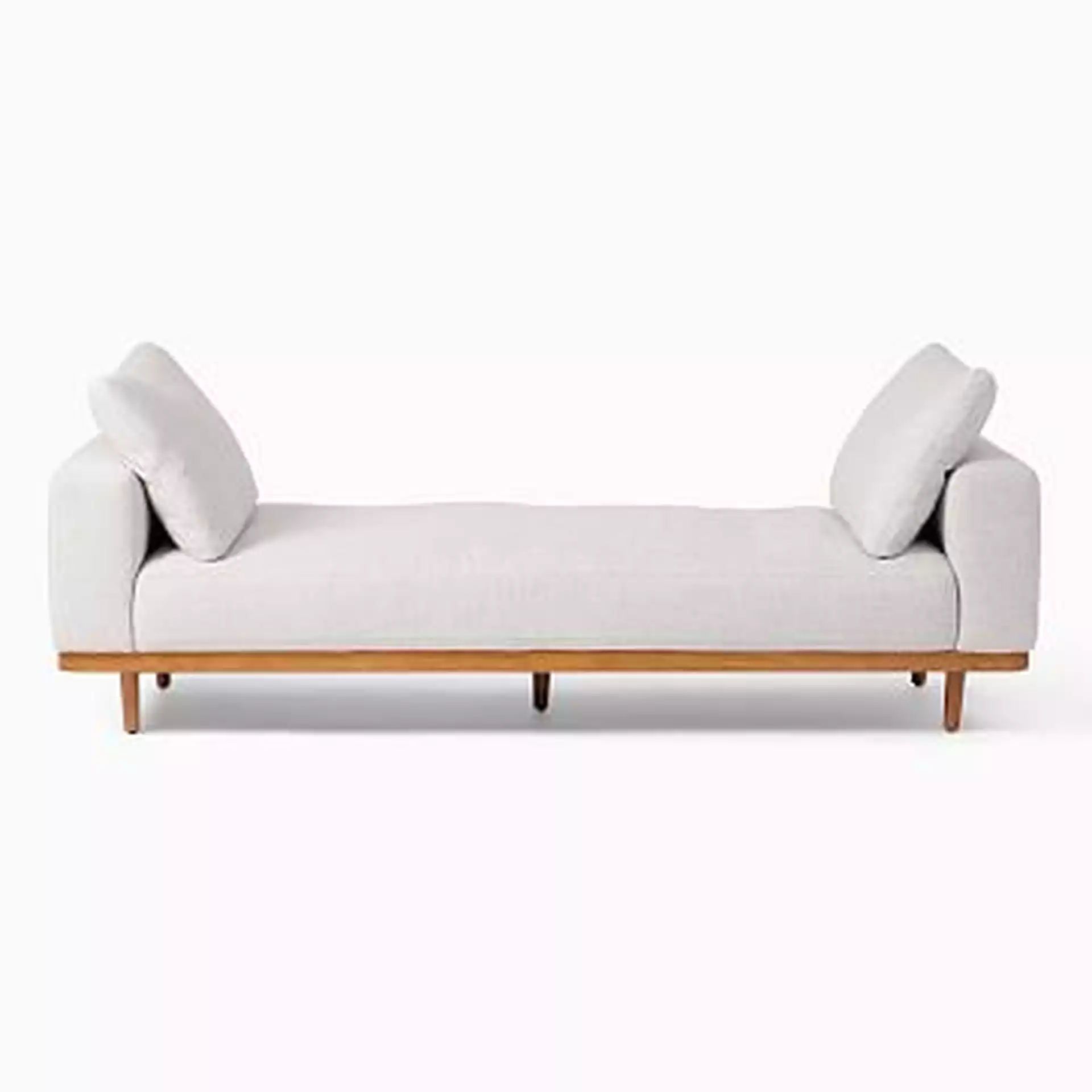 Newport Daybed, Down, Yarn Dyed Linen Weave, Alabaster, Pecan