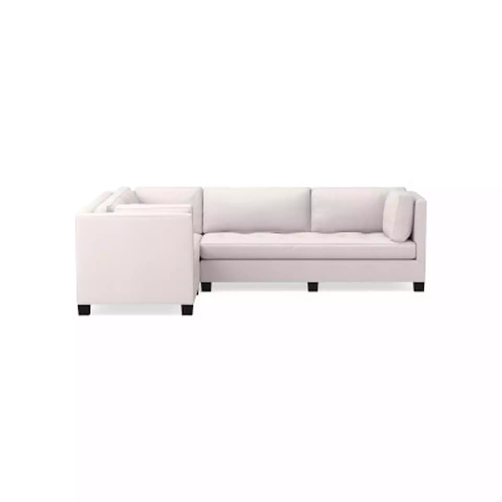 Wilshire Sectional, Right 2-Piece L-Shape Sofa, Standard Cushion, Sunbrella Performance Canvas, Canvas, Ebony Leg