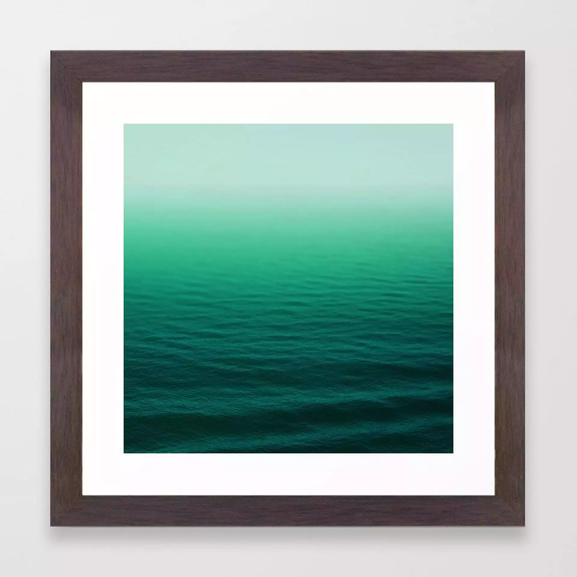 Deep Aqua Waves Framed Art Print by Leah Flores - Conservation Walnut - X-Small-12x12