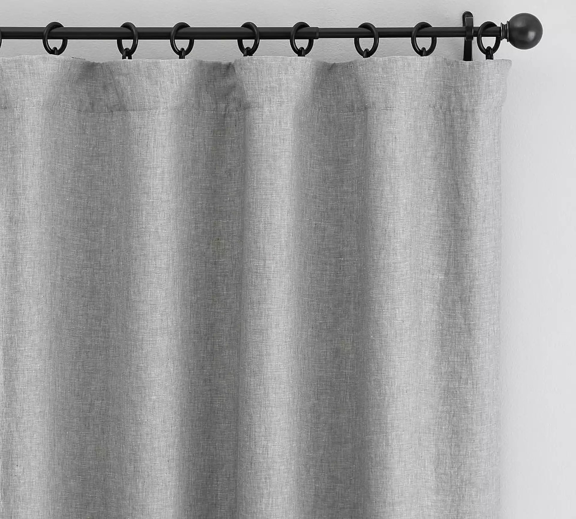 Custom Classic Belgian Flax Linen Rod Pocket Blackout Curtain, Chambray Gray, 36 x 86"