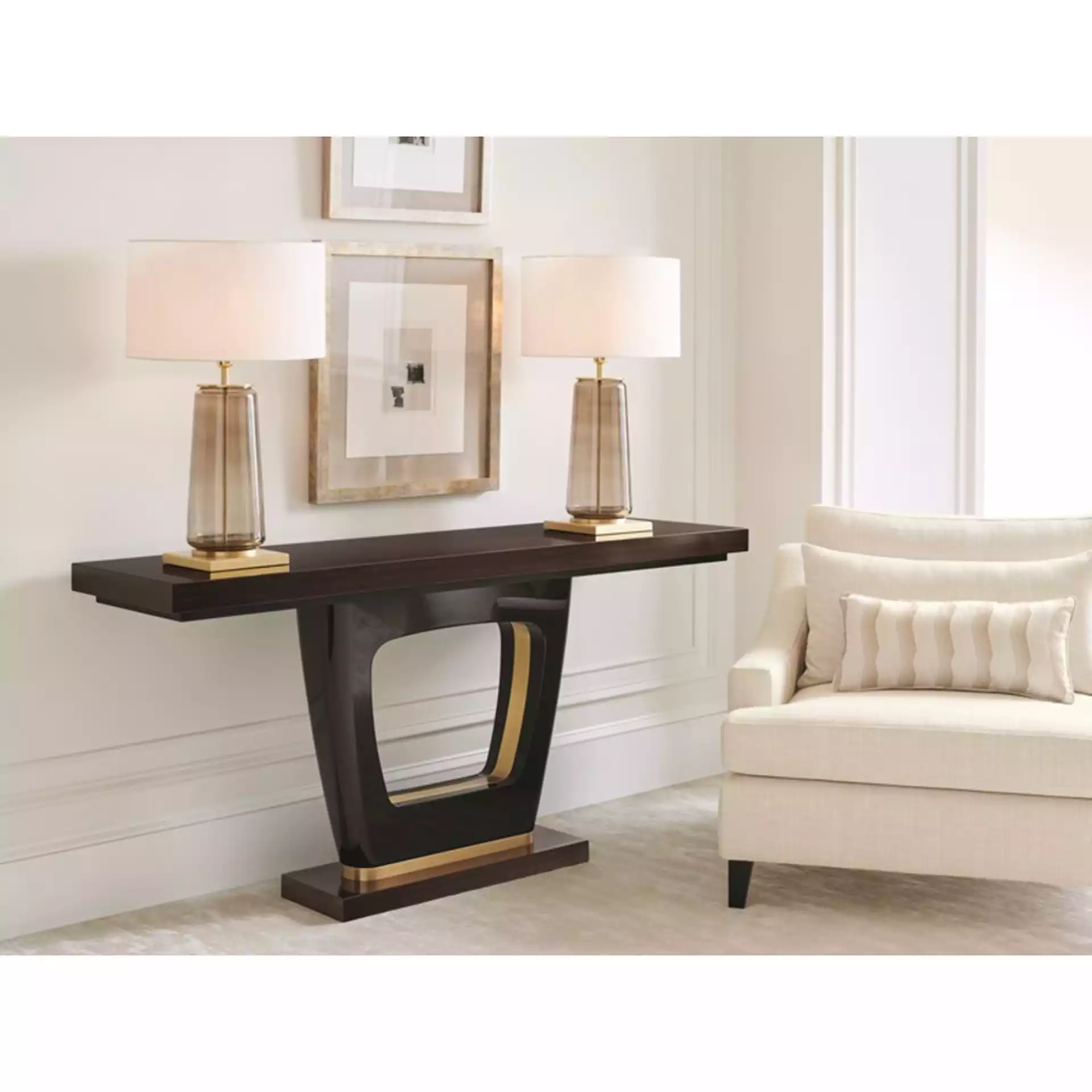 Caracole The Axis Modern Brown Wood Console Table
