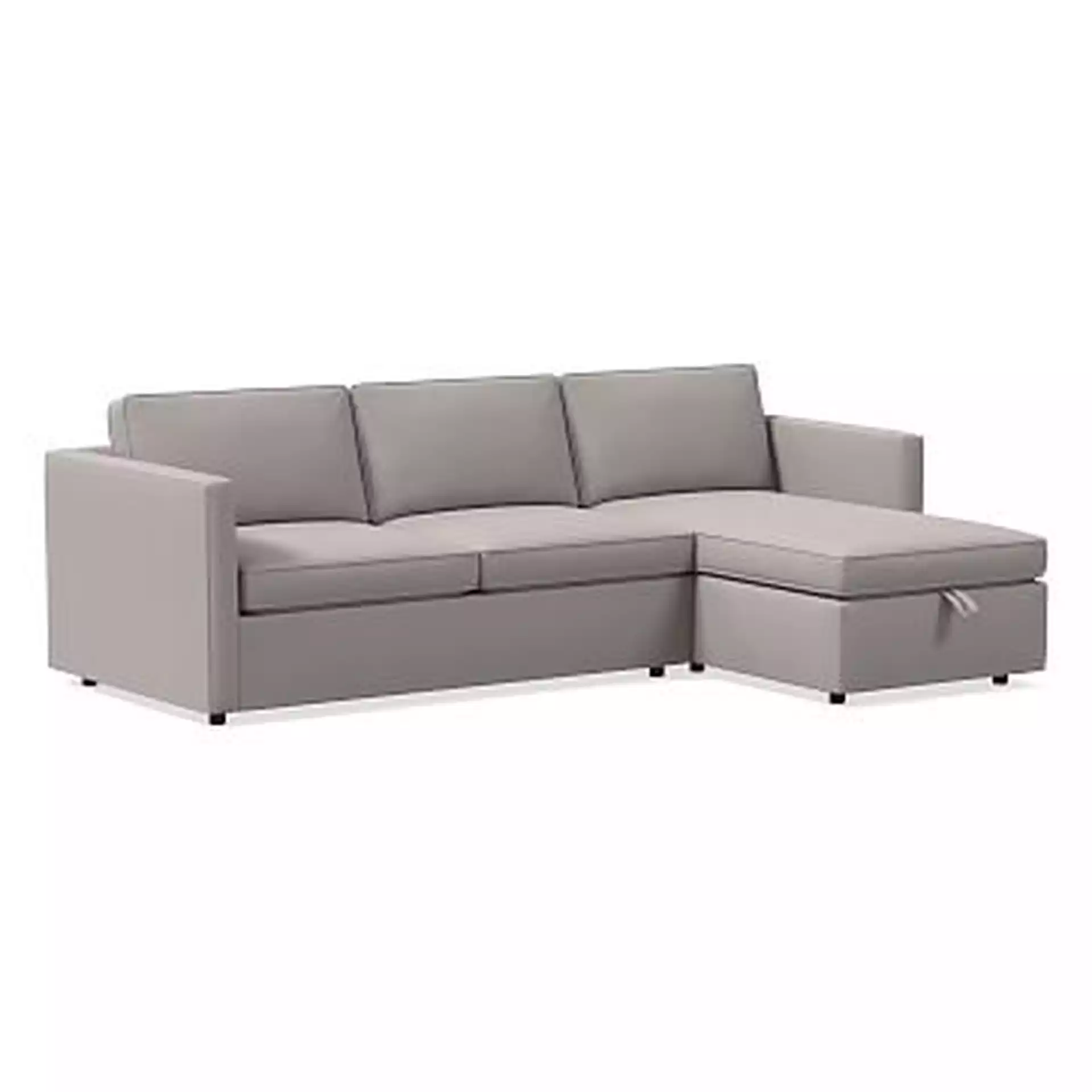 Harris Sectional Set 05: LA 65" Sofa, RA Storage Chaise, Poly , Performance Velvet, Silver, Concealed Supports
