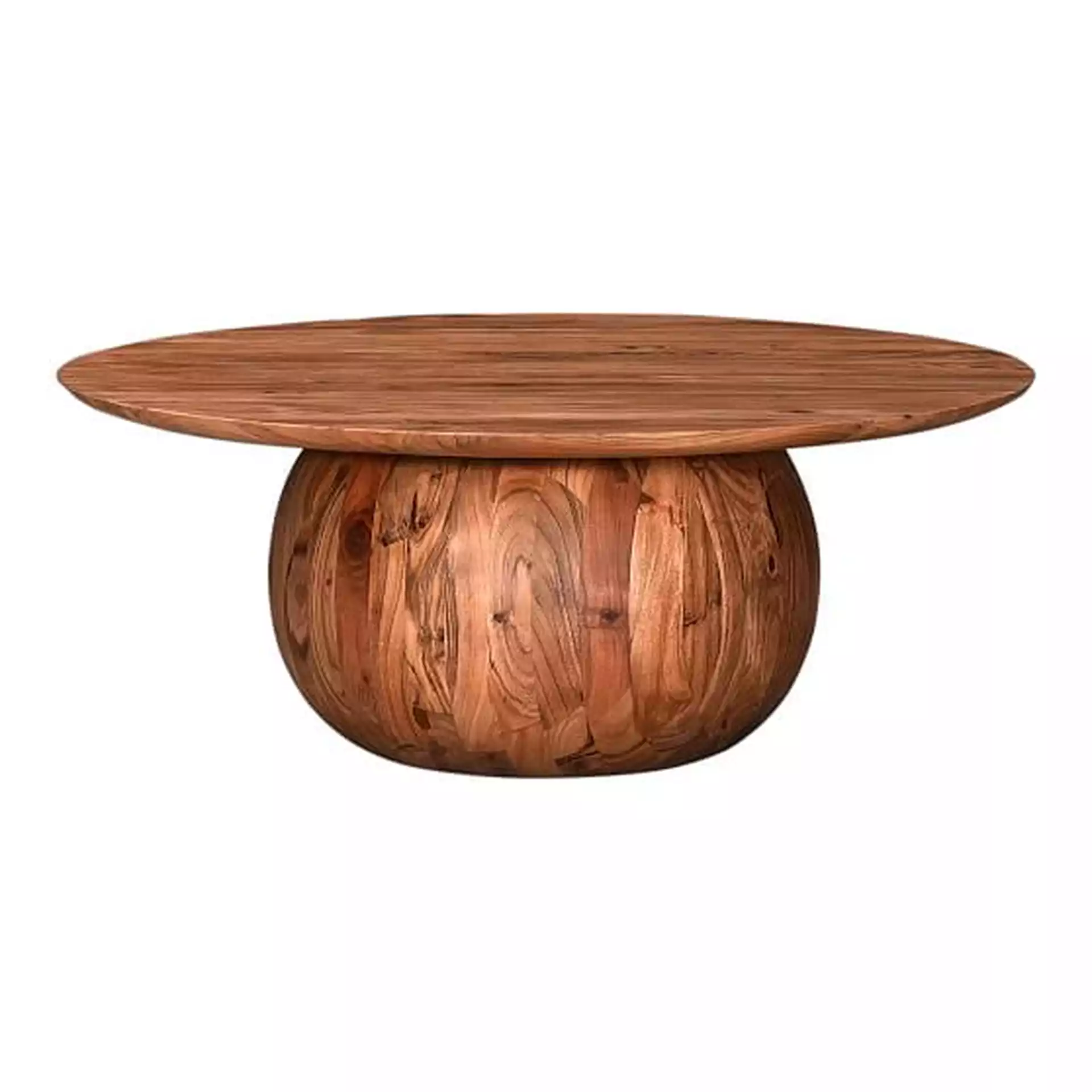 Spherical Base Coffee Table, Solid Acacia