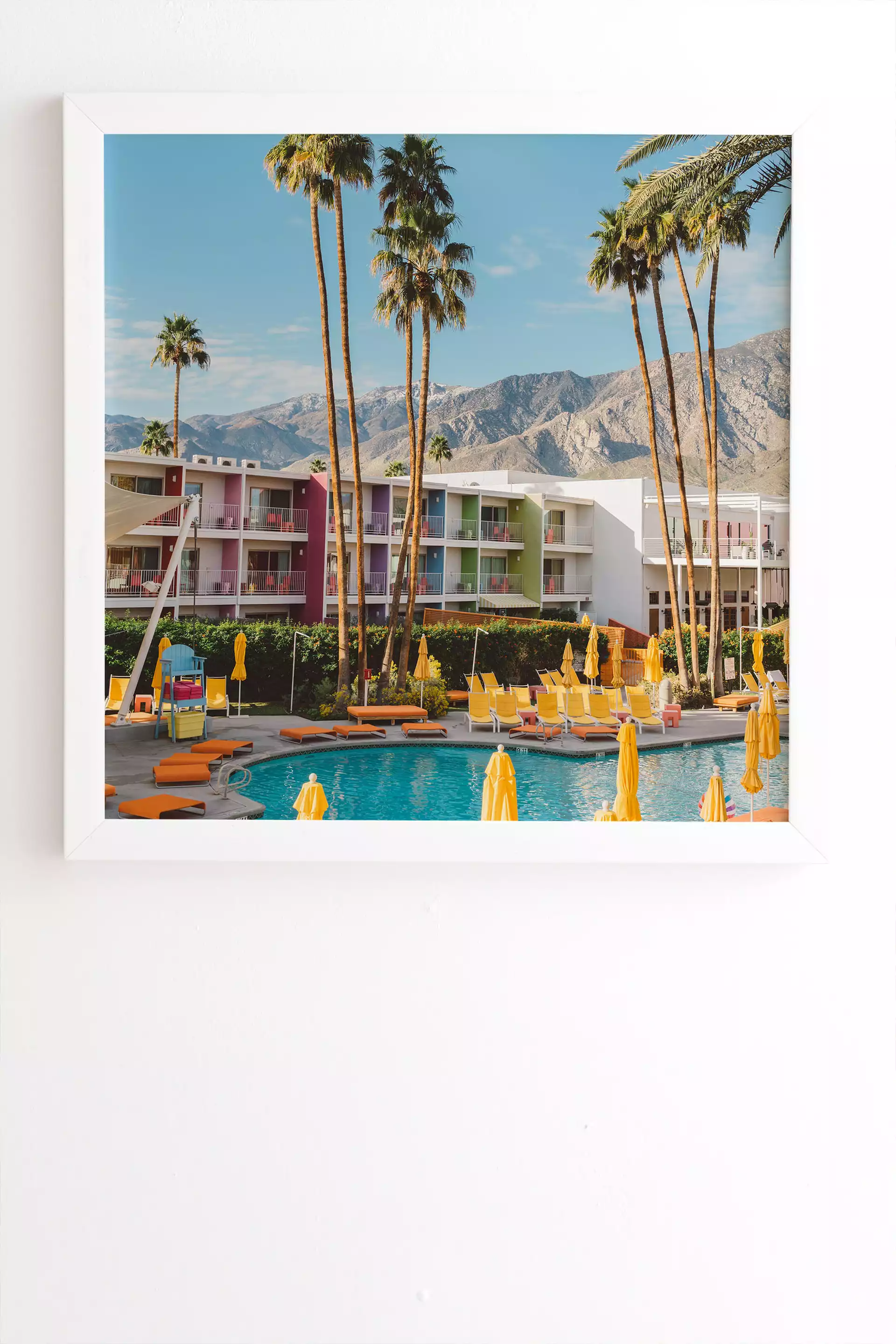 Palm Springs Pool Day Viii by Bethany Young Photography - Framed Wall Art Basic White 30" x 30"