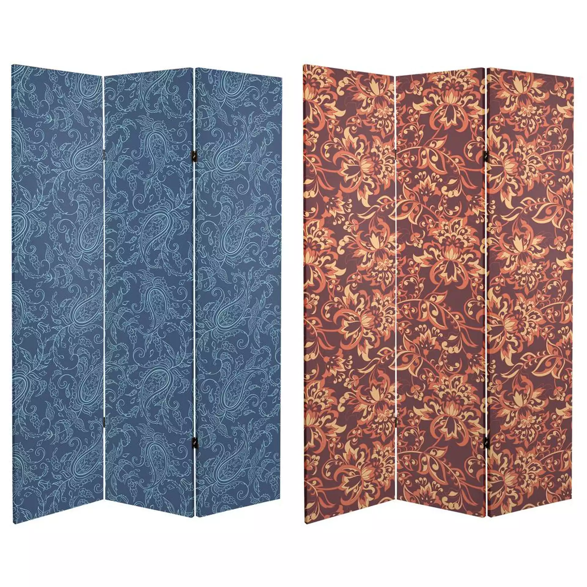 Oriental Unlimited Floral Wallpaper 6 ft. Printed 3-Panel Room Divider