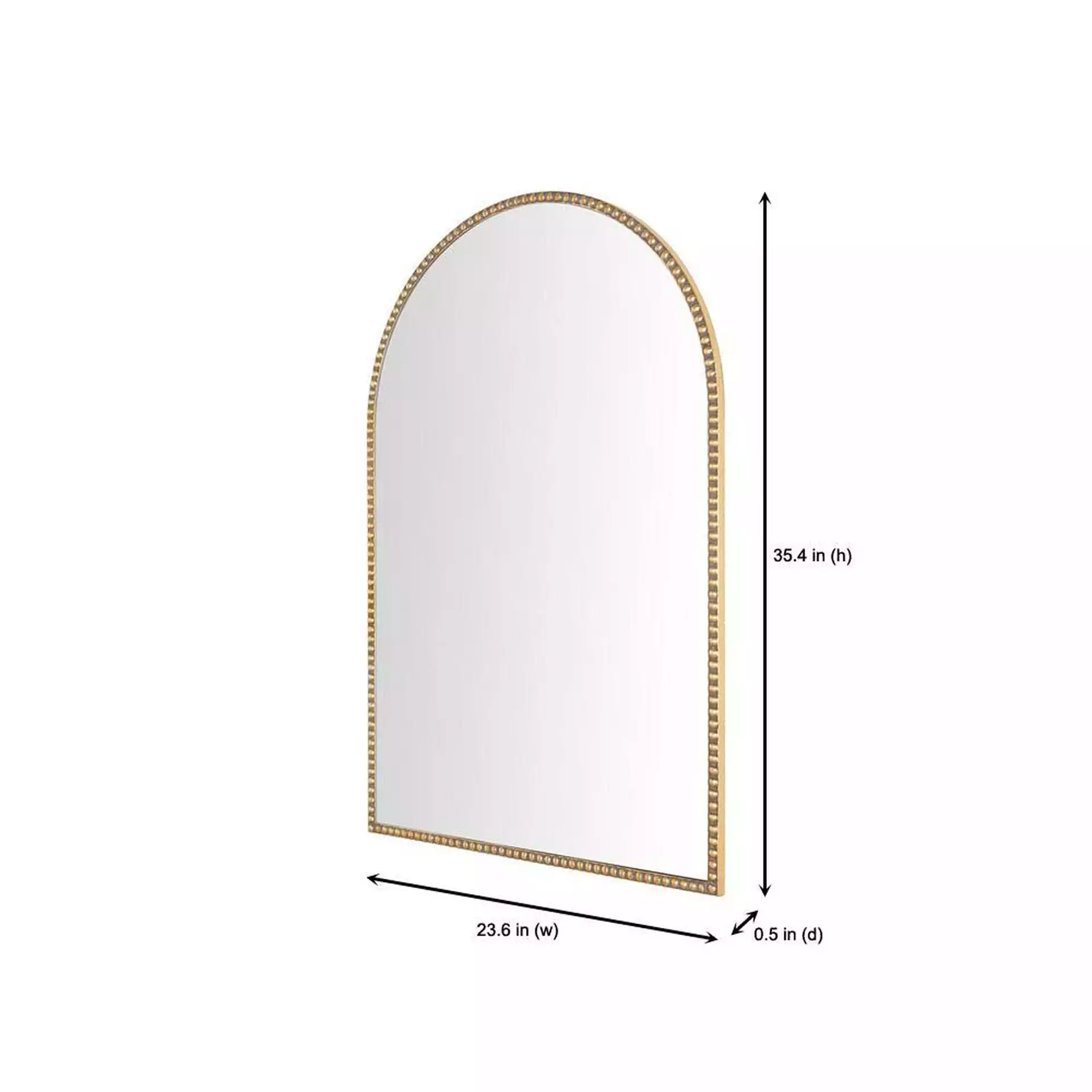 Wall Mirrors Rounded Arch Mirror, Gold Beaded