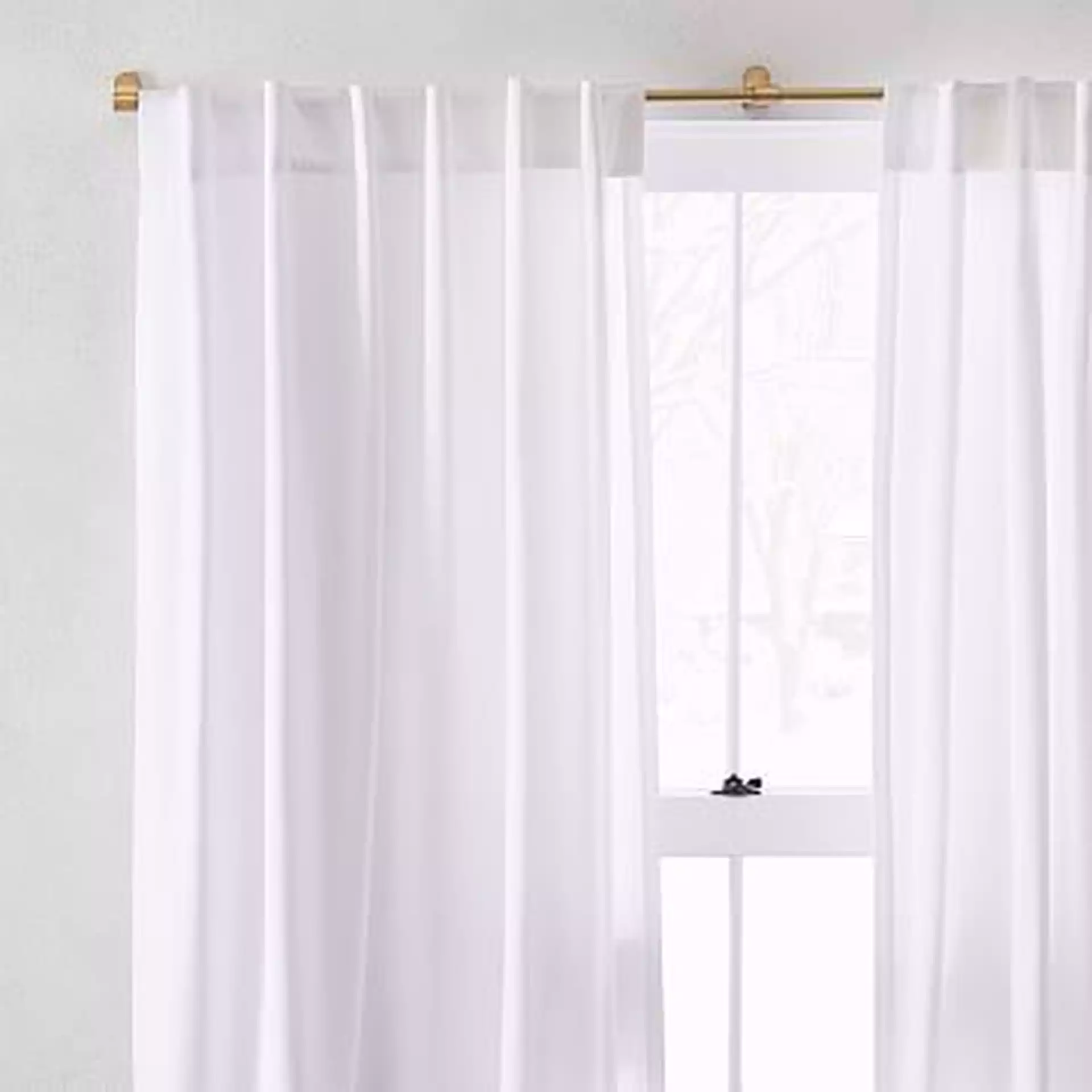 Cotton Canvas Curtain with Cotton Lining, White, 48"x84", Set of 2