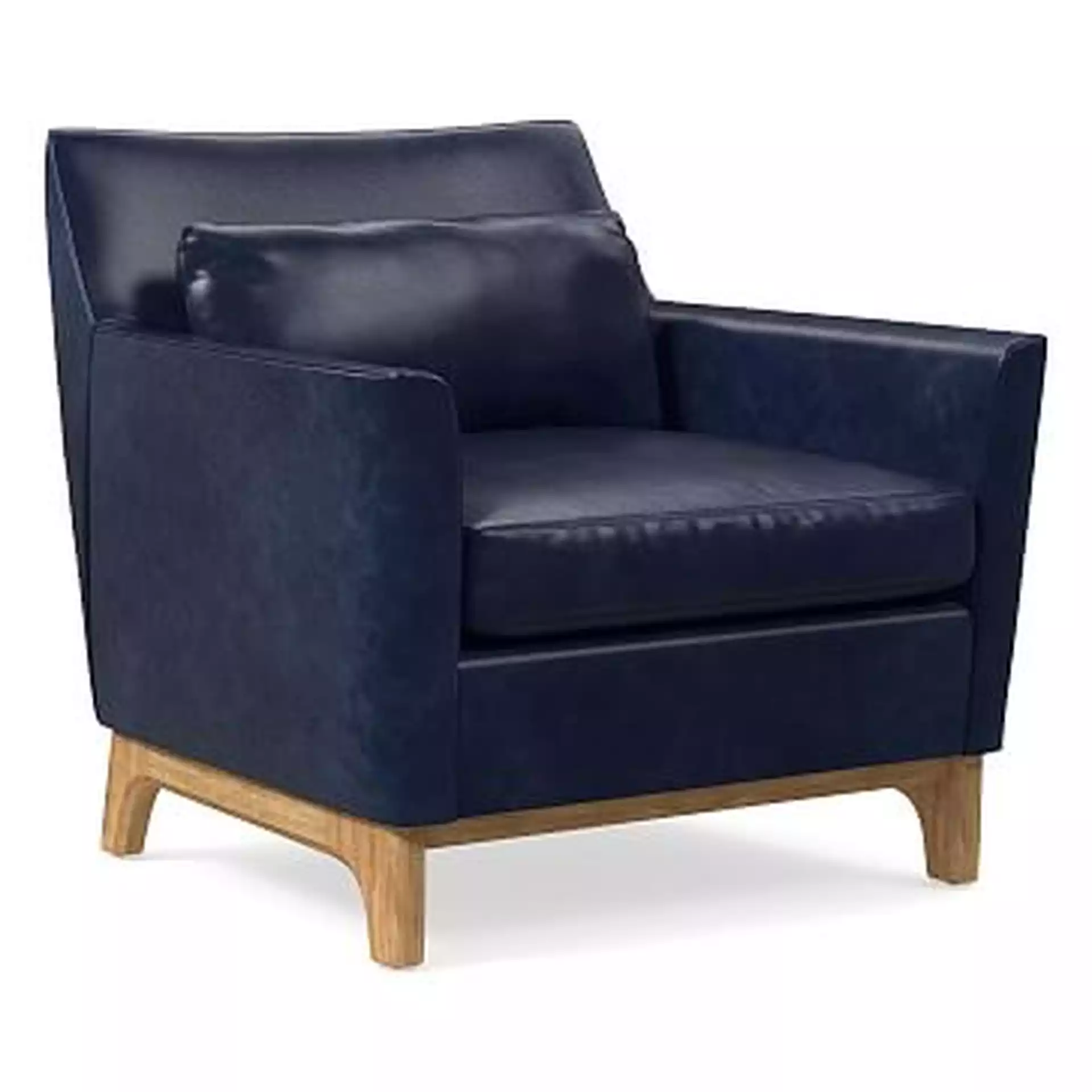Harvey Chair, Poly, Sierra Leather, Navy, Natural Oak