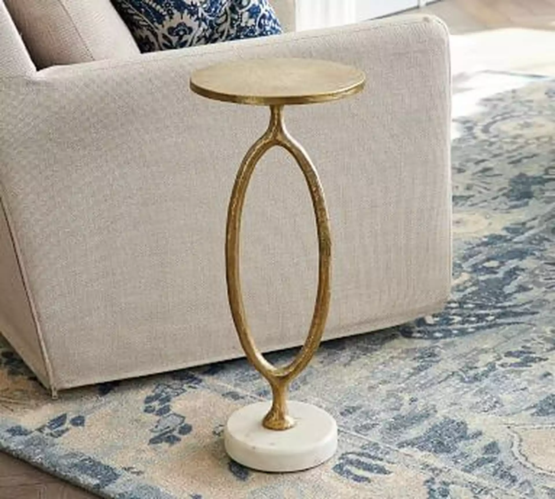 Bodhi 10" Round Metal Accent Table, Brass