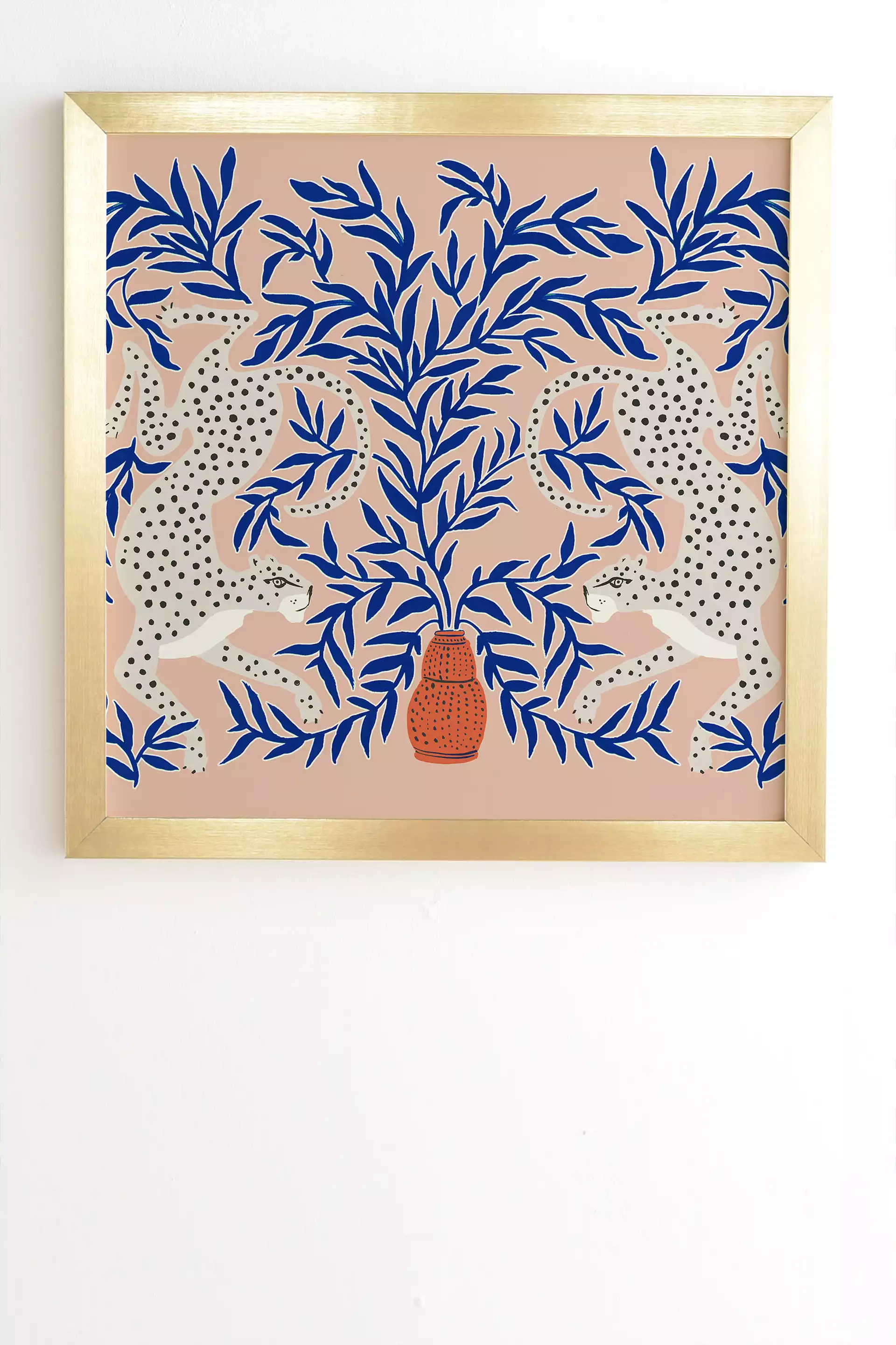 Leopard Vase by Megan Galante - Framed Wall Art Basic Gold 11" x 13"