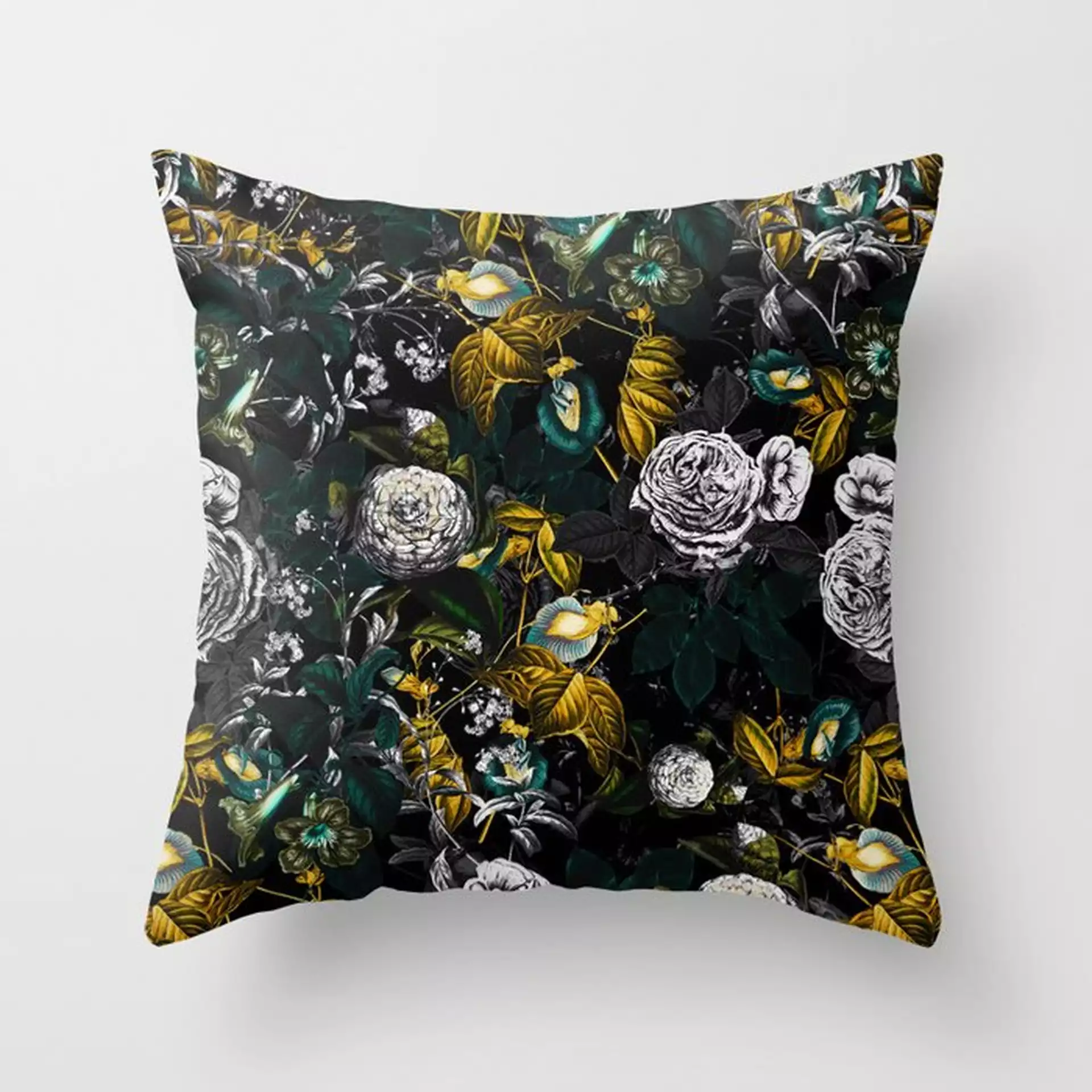 Exotic Garden - Night Couch Throw Pillow by Burcu Korkmazyurek - Cover (24" x 24") with pillow insert - Indoor Pillow