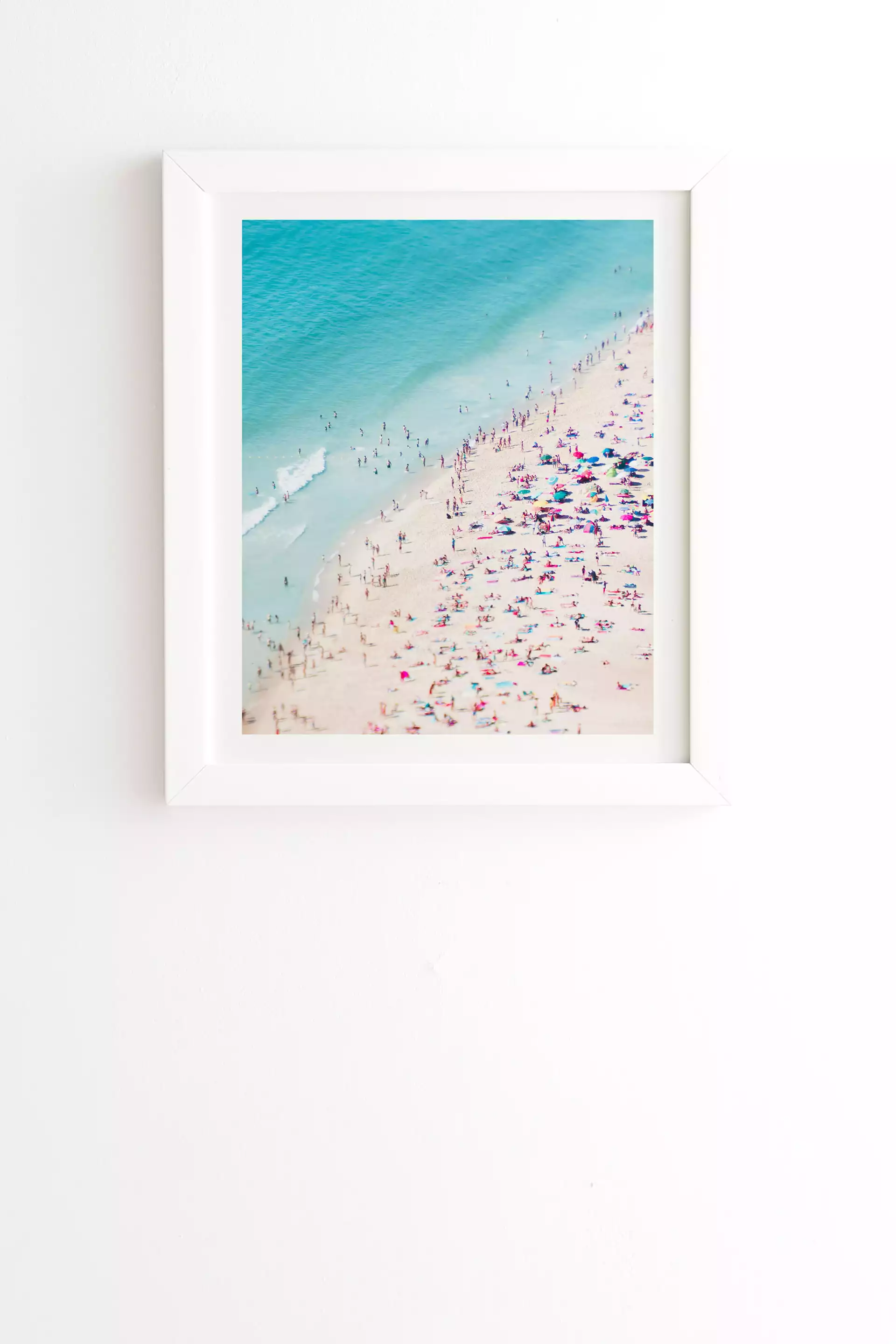 Beach Summer Fun by Ingrid Beddoes - Framed Wall Art Basic White 11" x 13"