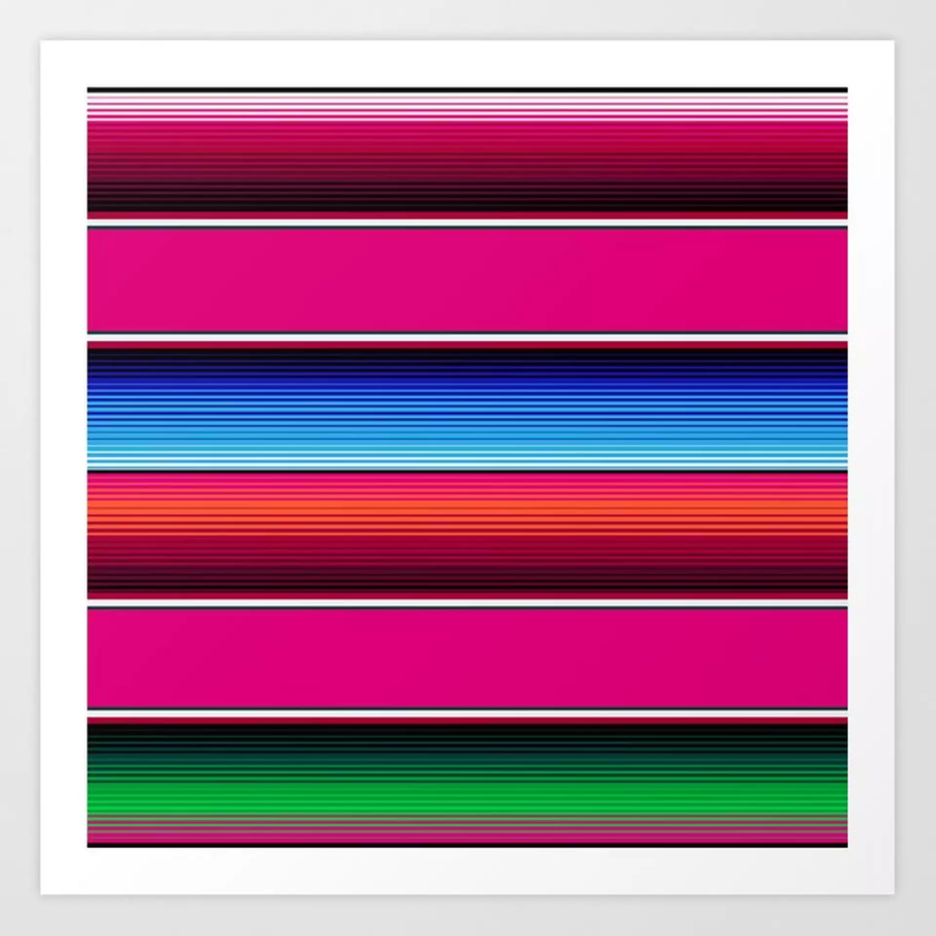 Traditional Mexican Serape In Pink Multi Art Print by Becky Bailey - SMALL