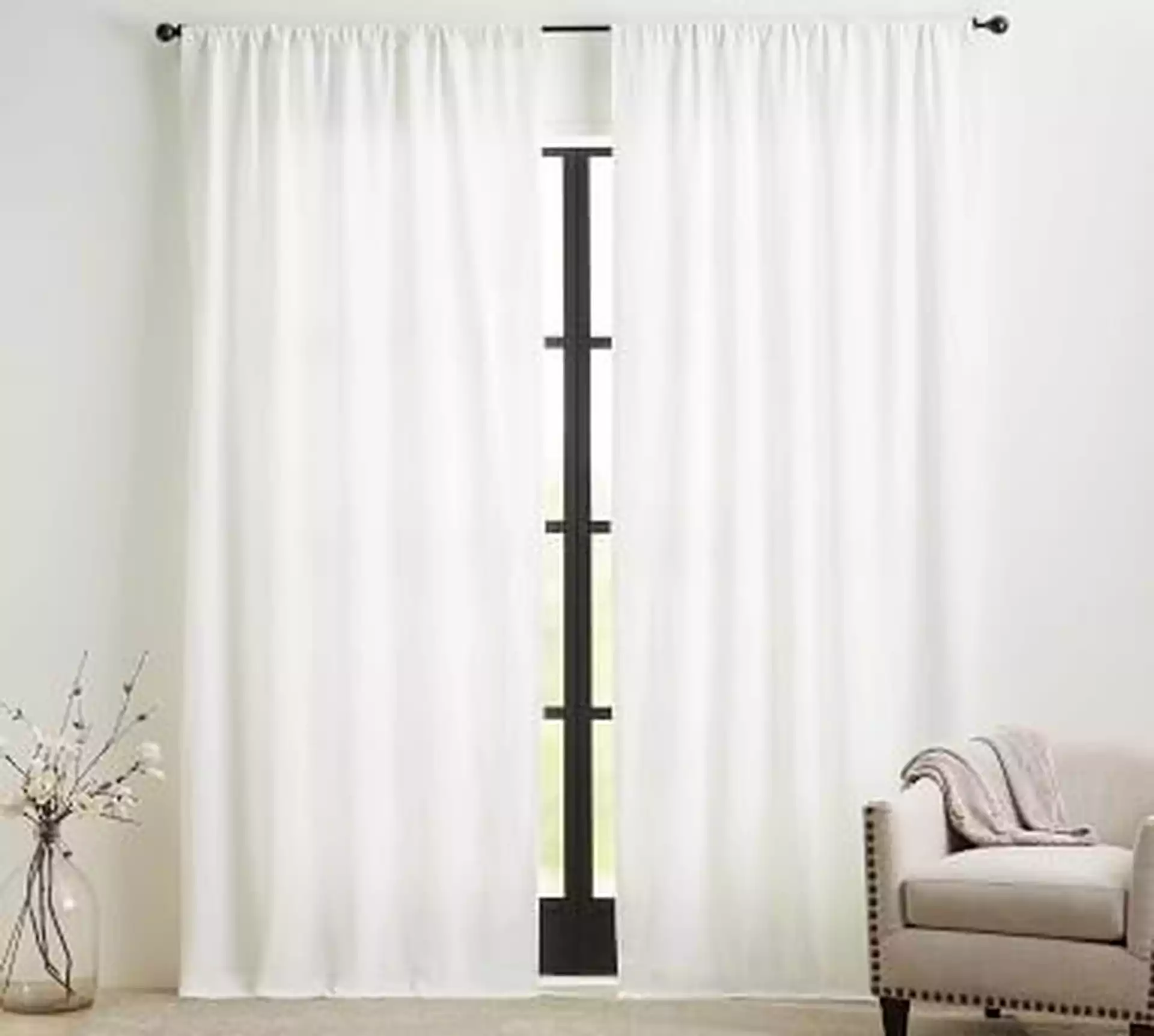 Custom Classic Belgian Linen Curtain, White, 72 x 84"