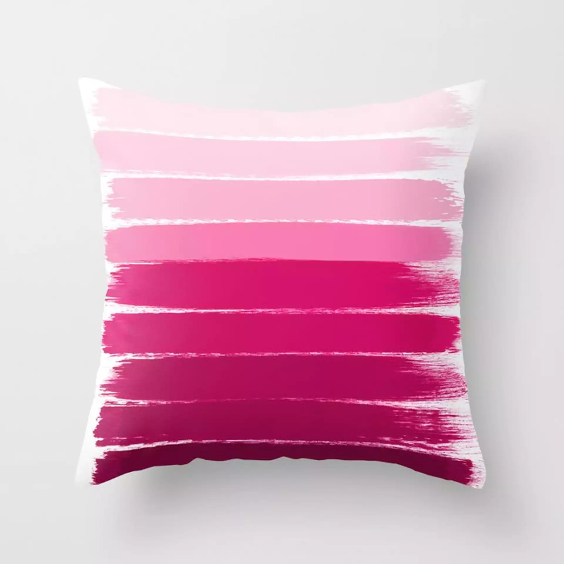 Mola - Ombre Painting Bruskstrokes Tonal Gradient Art Pink Pastel To Hot Pink Decor Couch Throw Pillow by Charlottewinter - Cover (18" x 18") with pillow insert - Outdoor Pillow