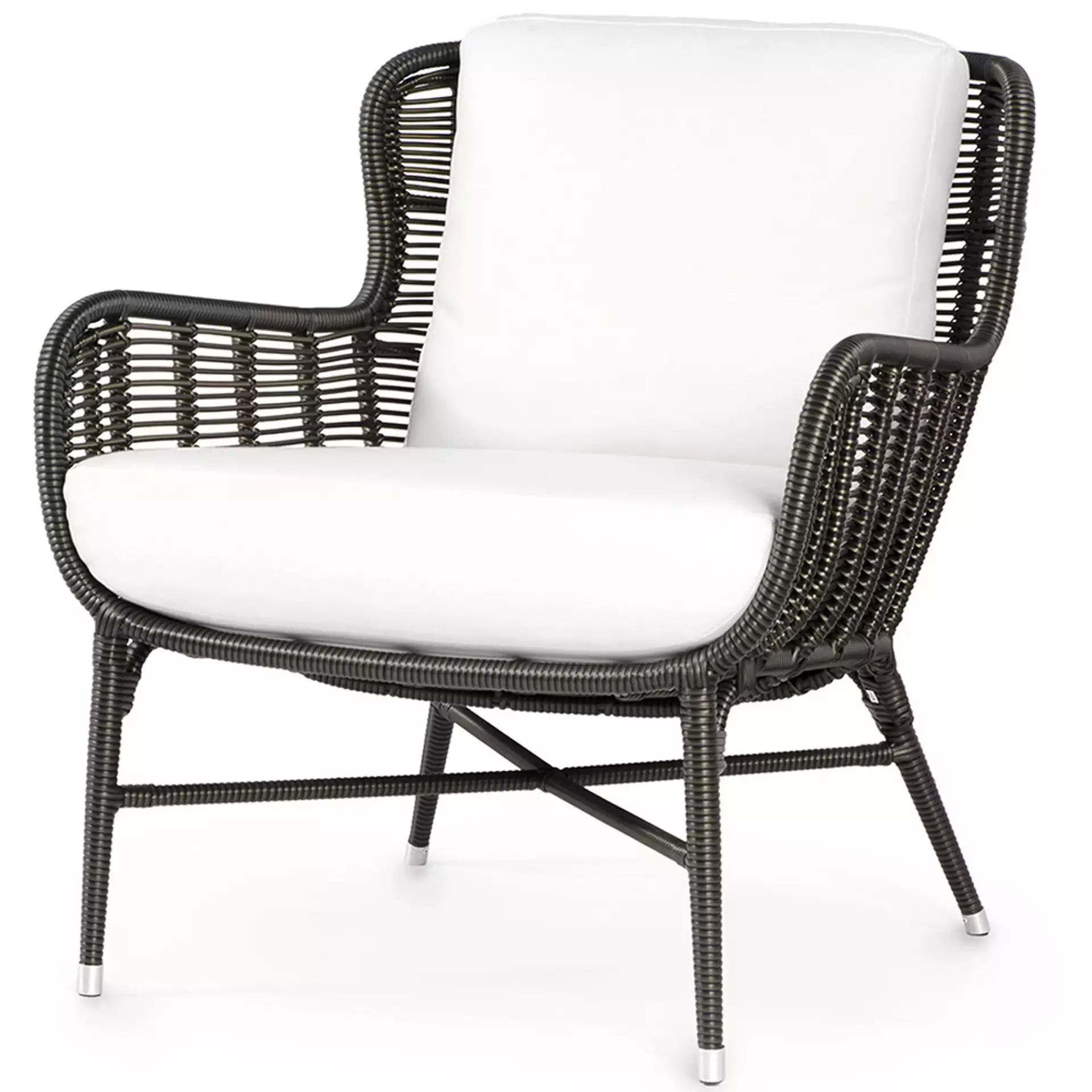 Palecek Palermo Coastal Black Woven Synthetic Wicker Aluminum Outdoor Lounge Chair