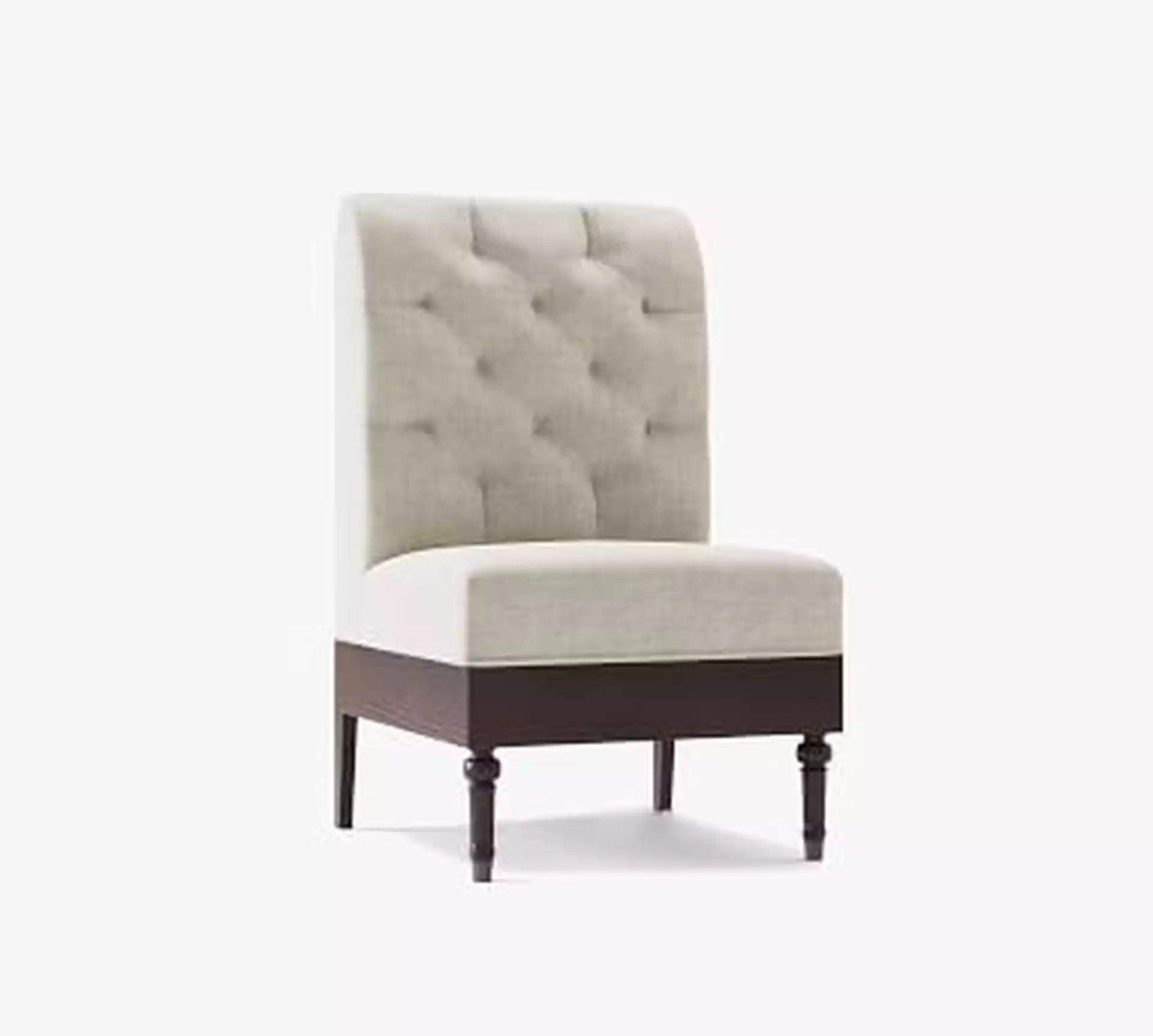 Hayworth Upholstered 3-Seater Banquette, Black Legs &amp; Added Power, Basketweave Slub Ash