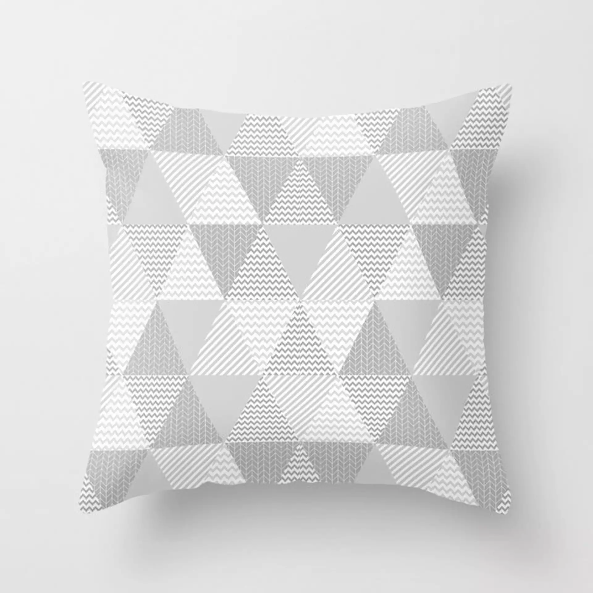 Triangle Quilt Pattern Grey And White Minimal Modern Basic Nursery Couch Throw Pillow by Charlottewinter - Cover (18" x 18") with pillow insert - Indoor Pillow