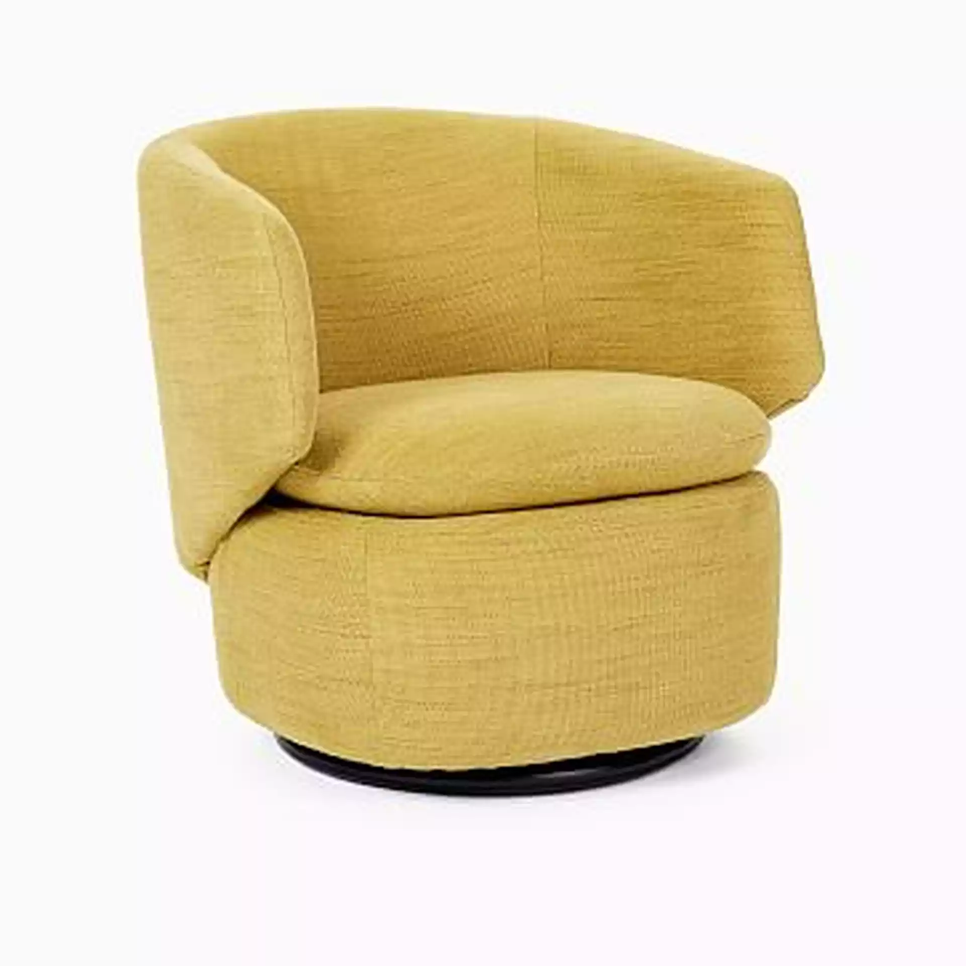 Crescent Swivel Chair, Poly, Distressed Velvet, Dune, Concealed Support