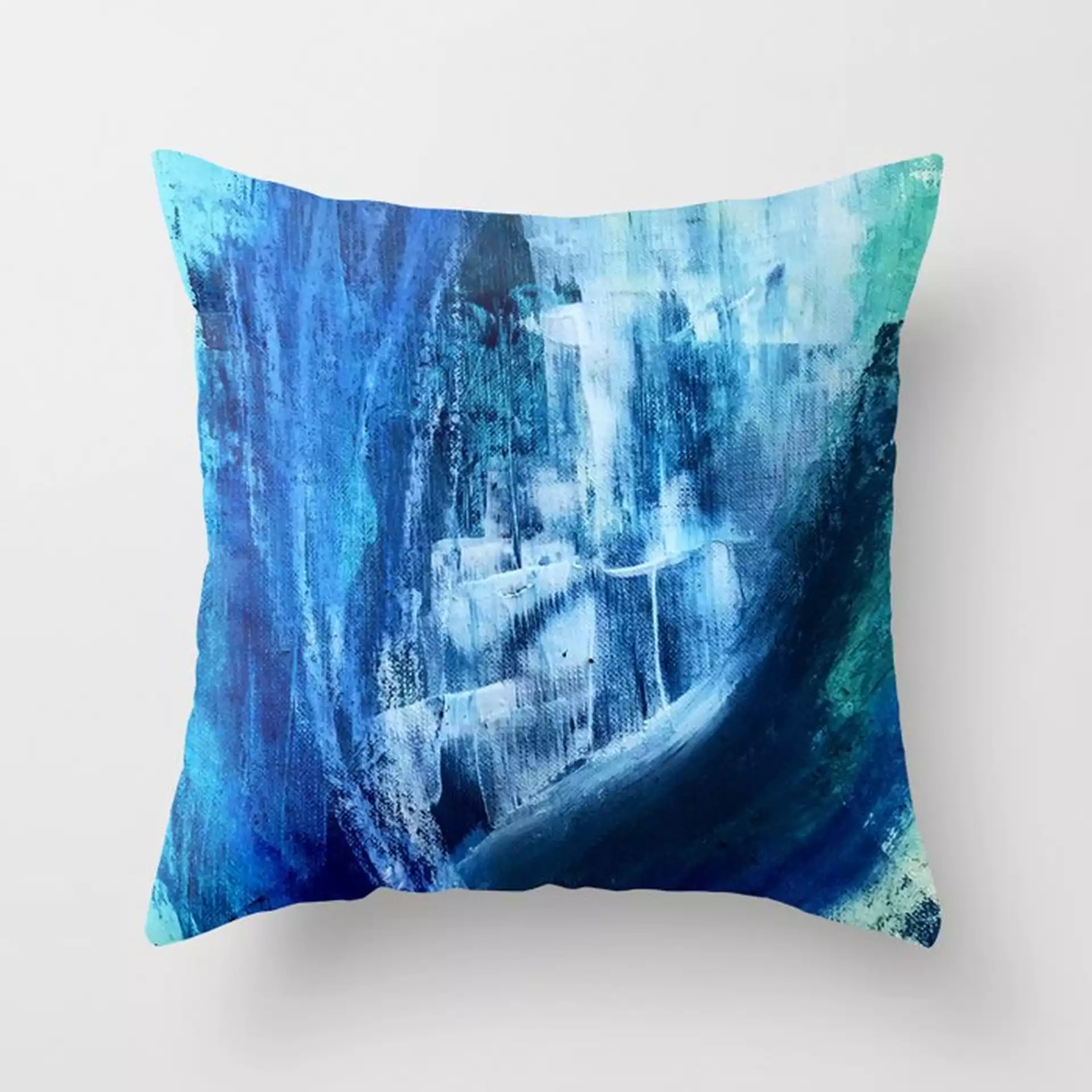 Cerulean [5]: A Vibrant Blue Abstract With Texture And Layers Couch Throw Pillow by Alyssa Hamilton Art - Cover (16" x 16") with pillow insert - Outdoor Pillow