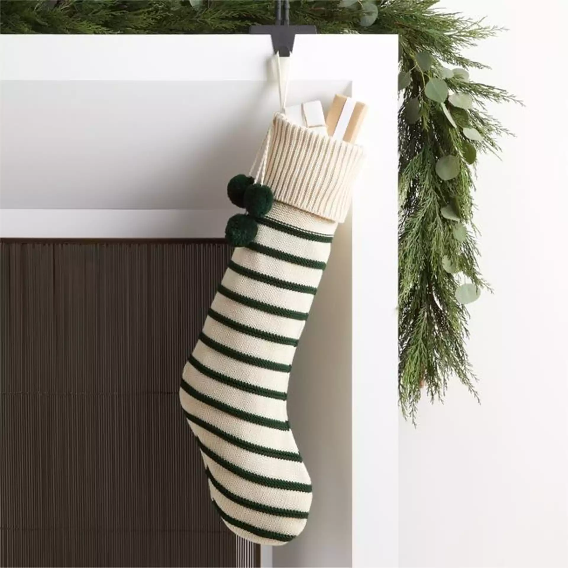 Stripe Knit Christmas Stocking, Green