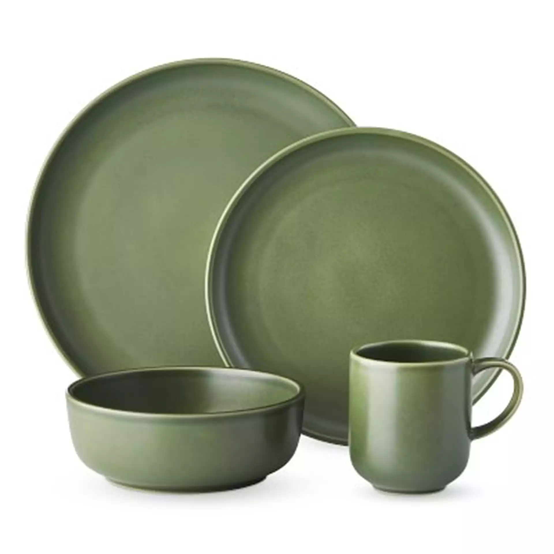 Terre 16-Piece Dinnerware Set with Cereal Bowl, Matte Sage