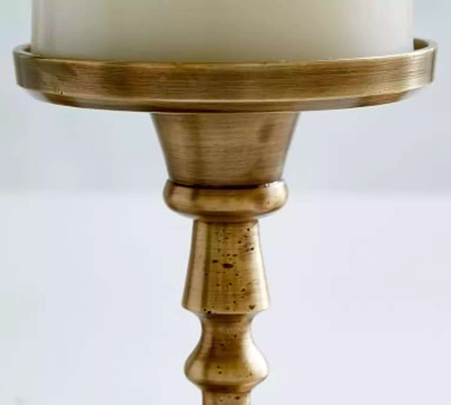 Booker Pillar Candle Holder, Brass, Tall