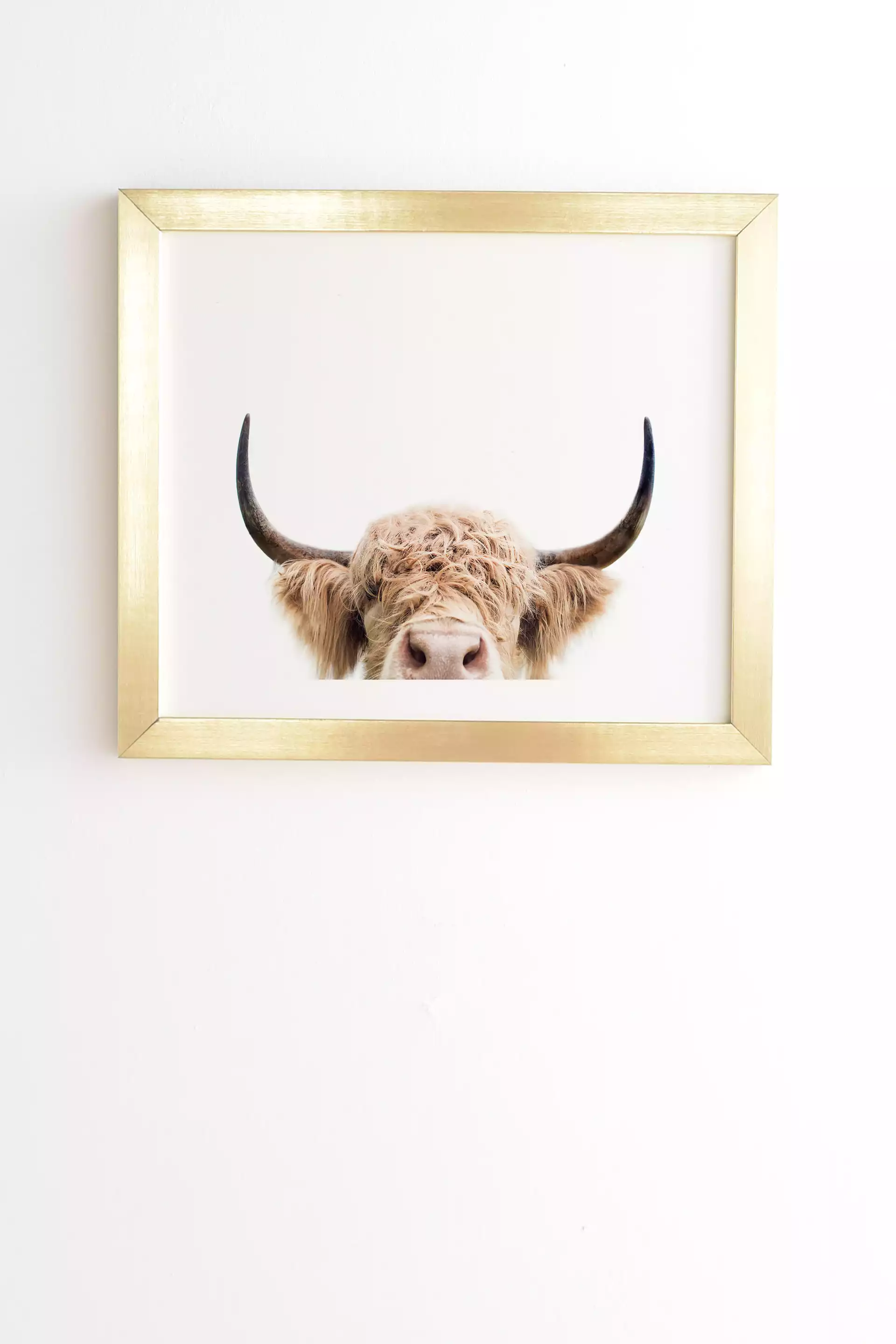 Peeking Cow by Sisi and Seb - Framed Wall Art Basic Gold 19" x 22.4"