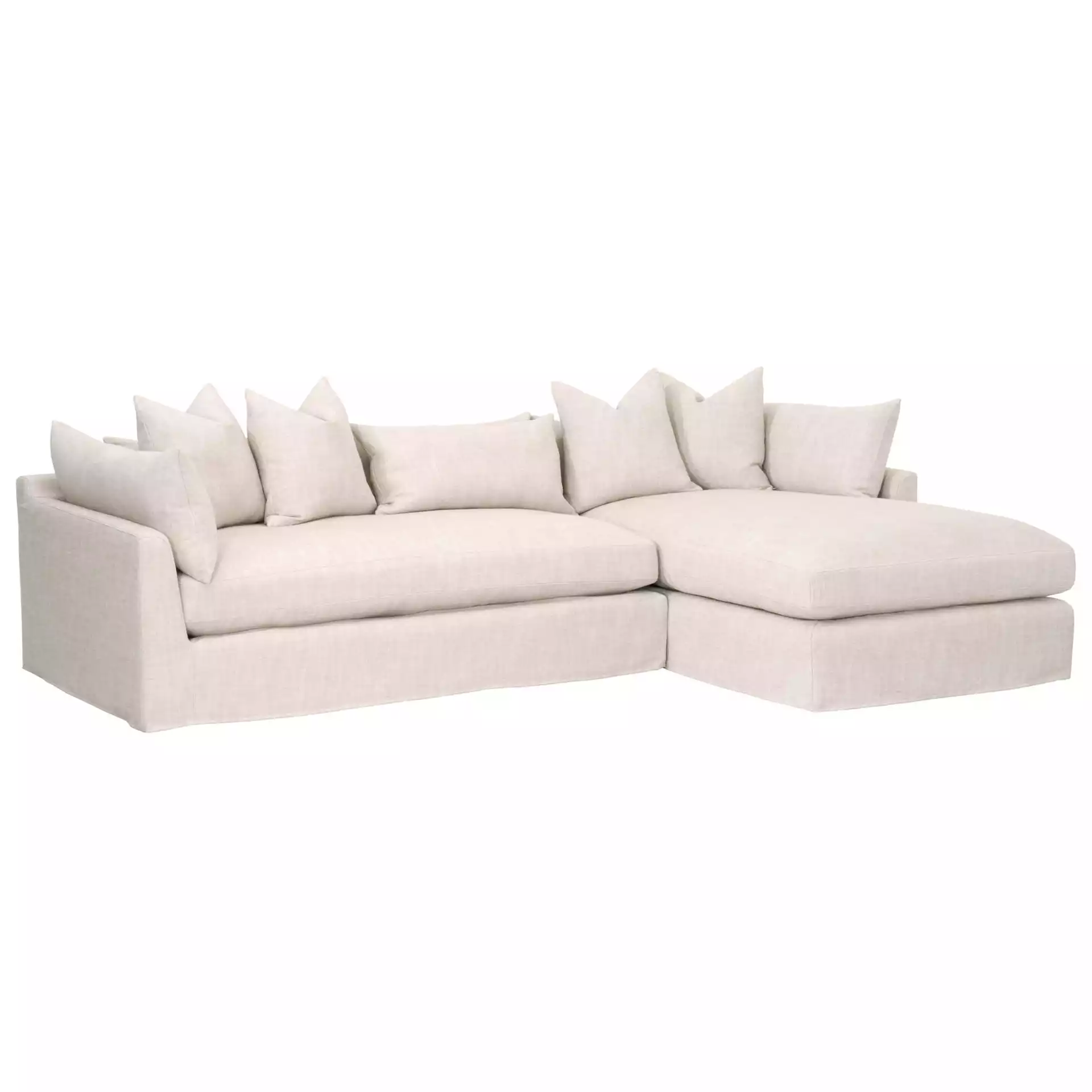 Haven 110" Right Facing Lounge Slipcover Sectional, Bisque, Espresso