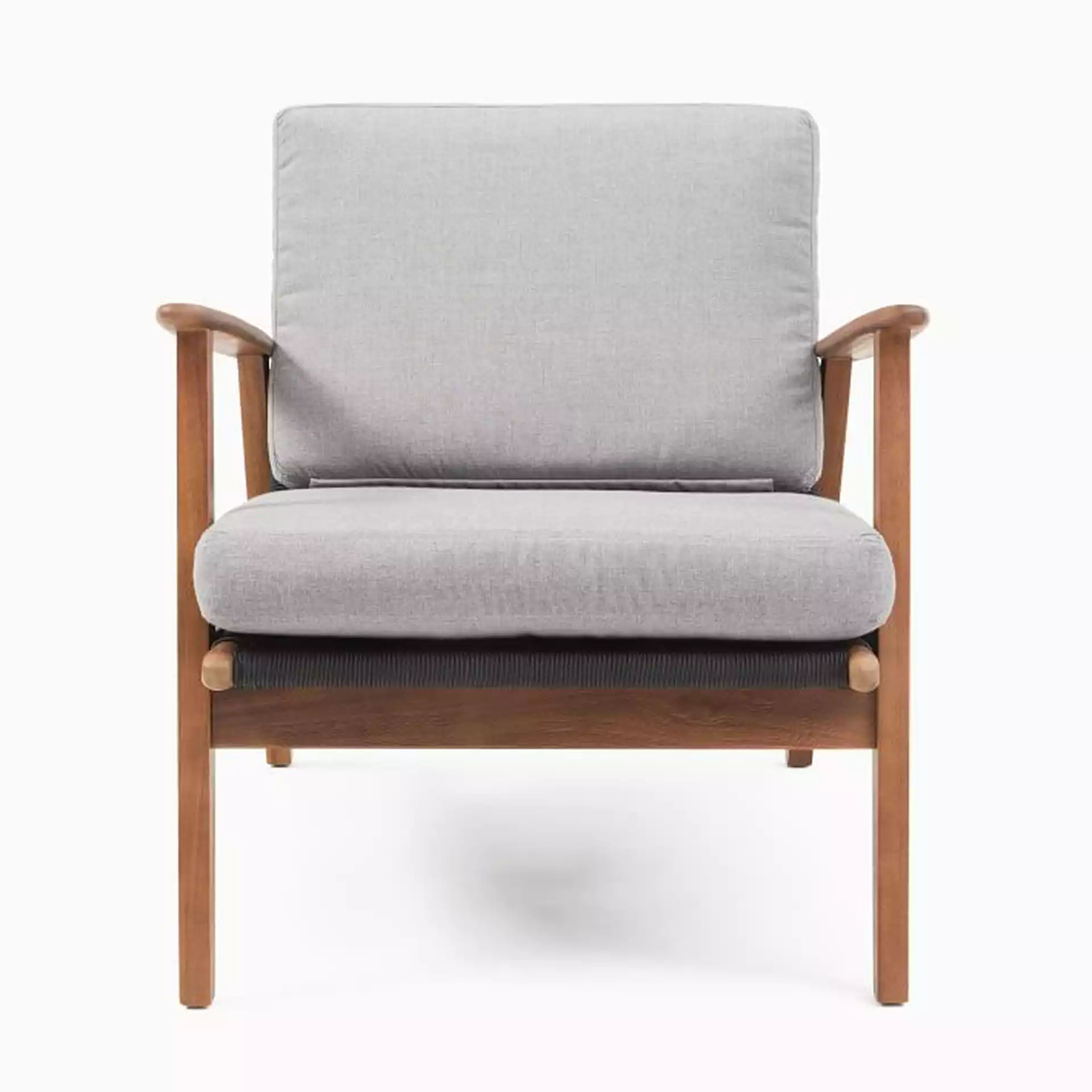 Catskill Lounge Chair, Wood & Woven, Vintage Dark Teak & Gray