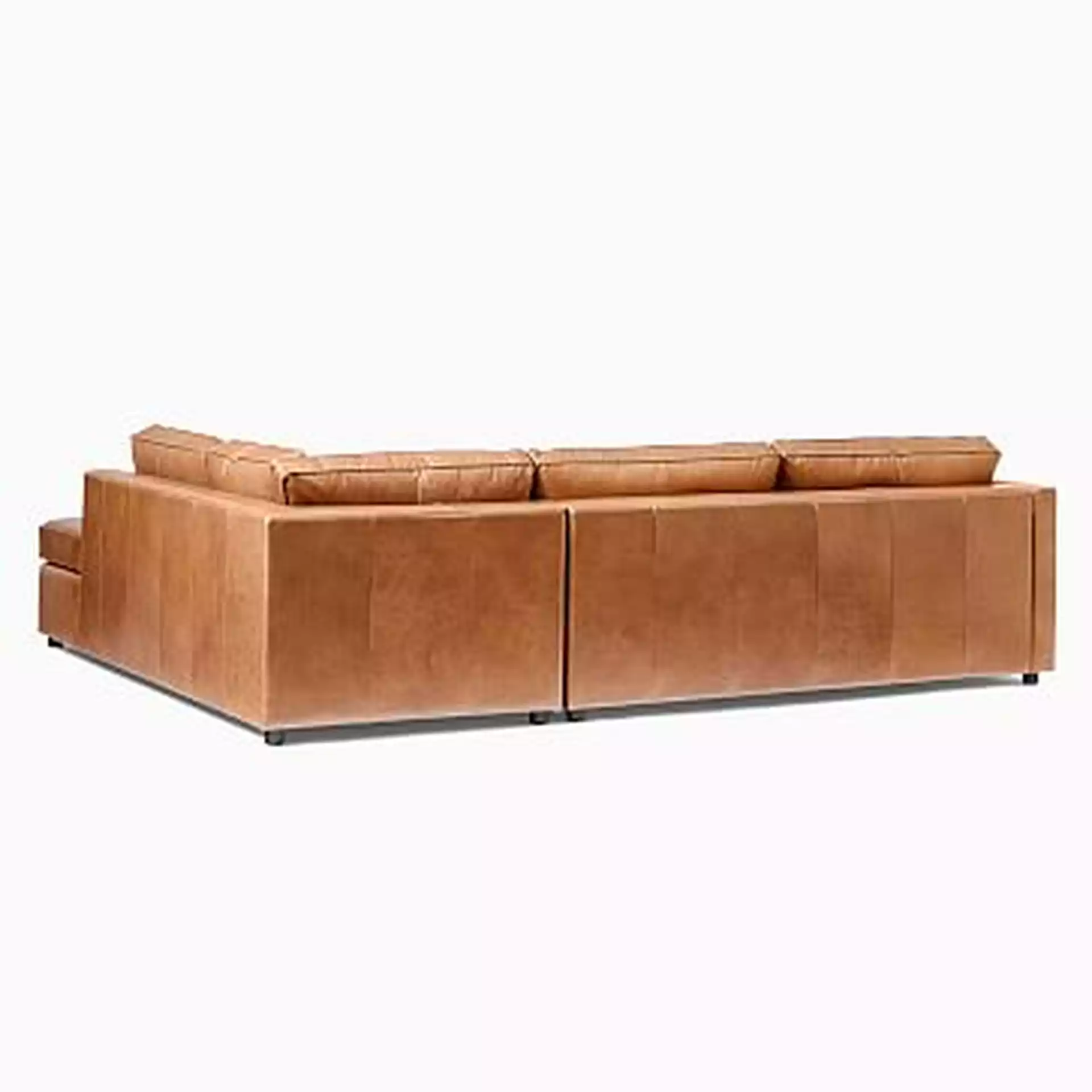 Harris Sectional Set 10: RA 65" Sofa, LA Terminal Chaise, Poly, Ludlow Leather, Sesame, Concealed Support