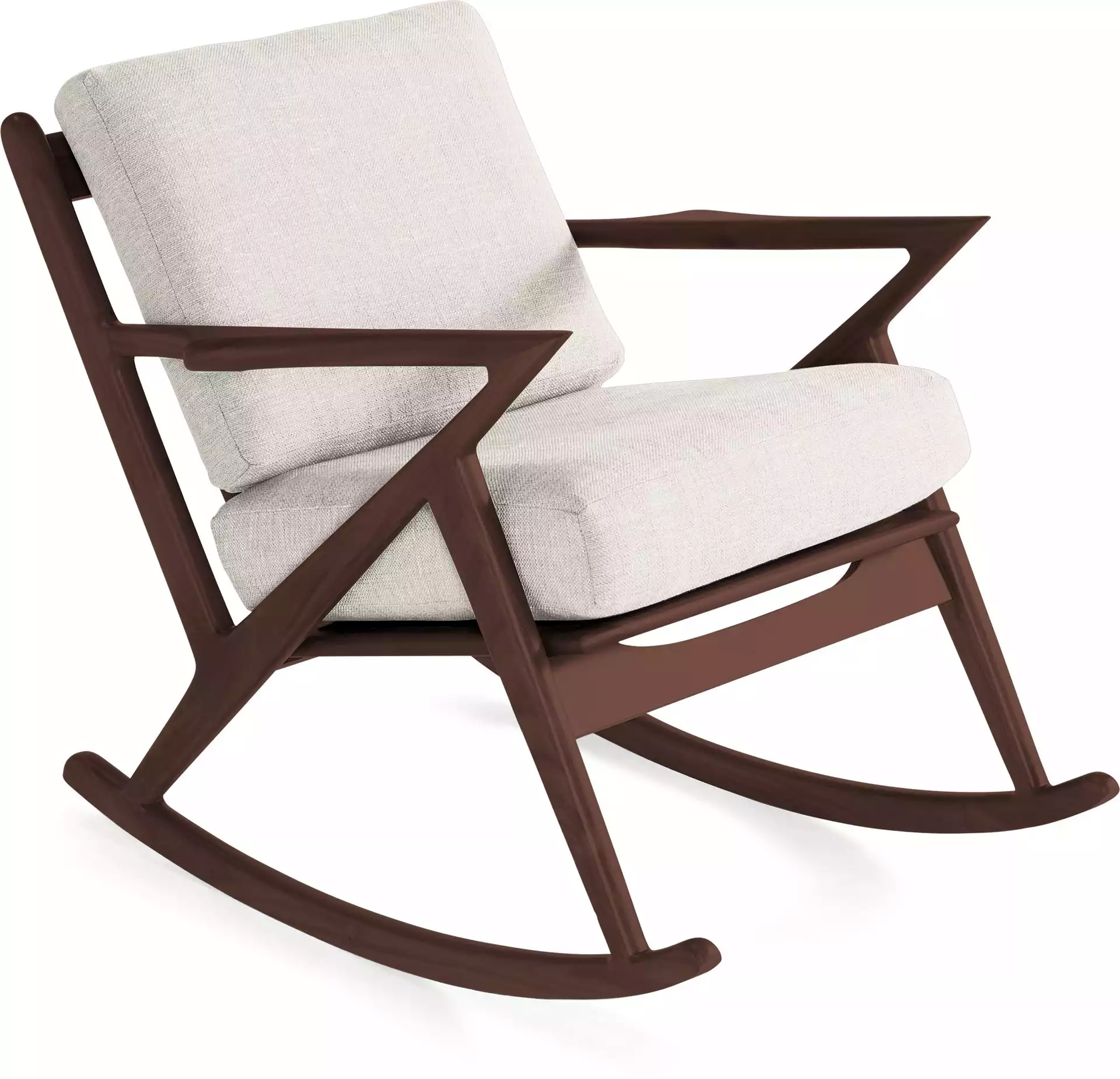 White Soto Mid Century Modern Rocking Chair - Tussah Snow - Walnut