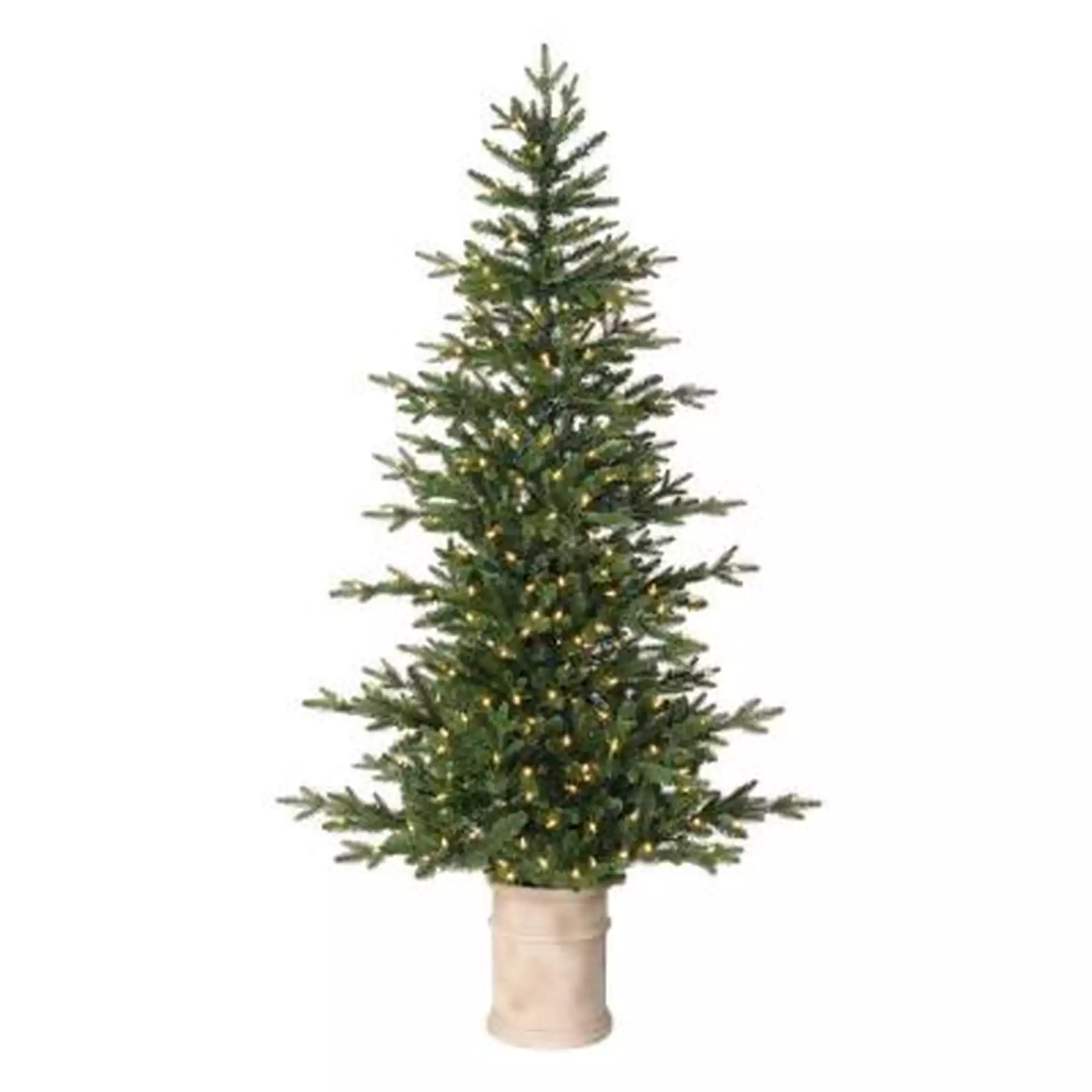 Home Accents Holiday 6.5 ft Fir LED Pre-Lit Potted Artificial Christmas Tree with 300 Warm White Lights