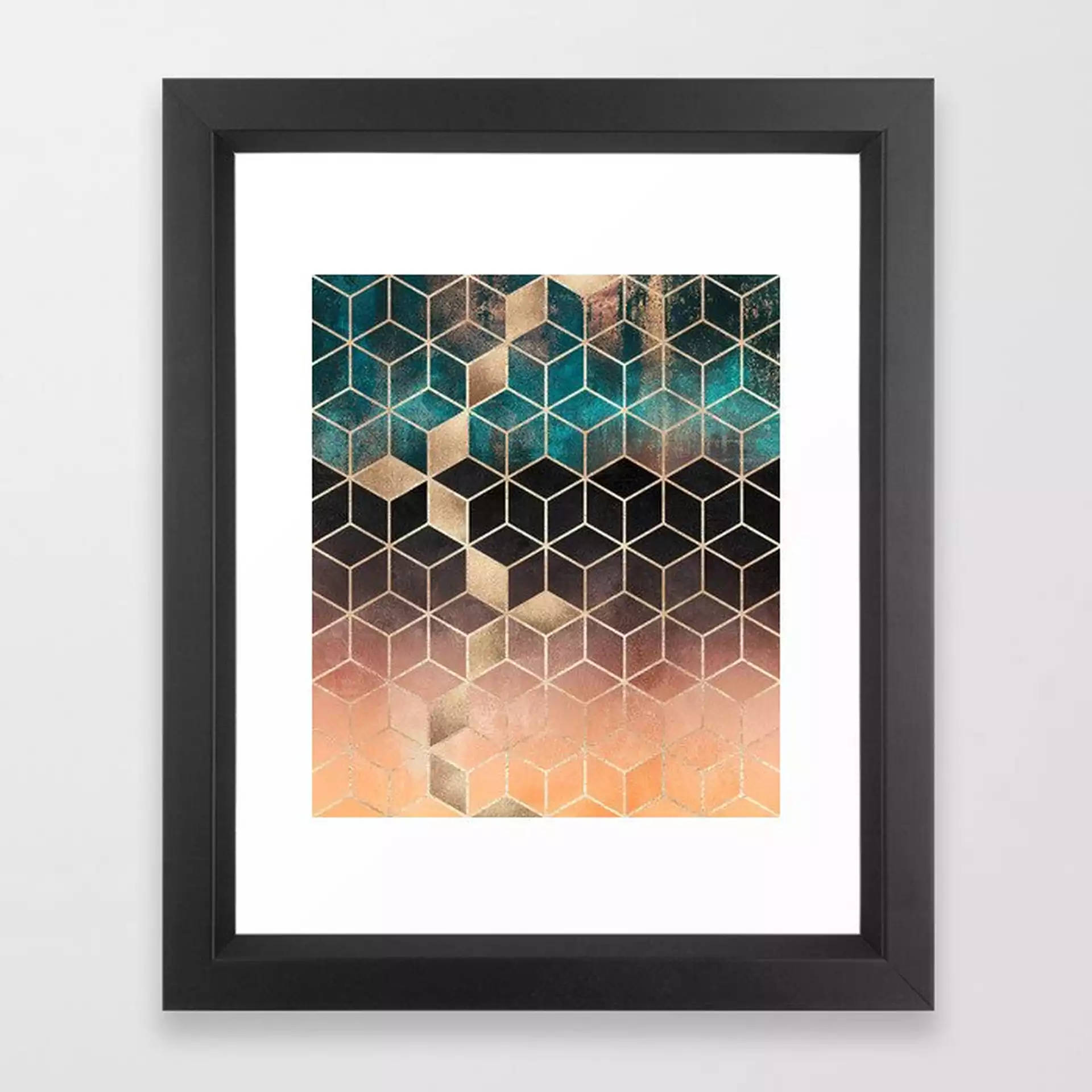 Ombre Dream Cubes Framed Art Print by Elisabeth Fredriksson - Vector Black - X-Small-10x12
