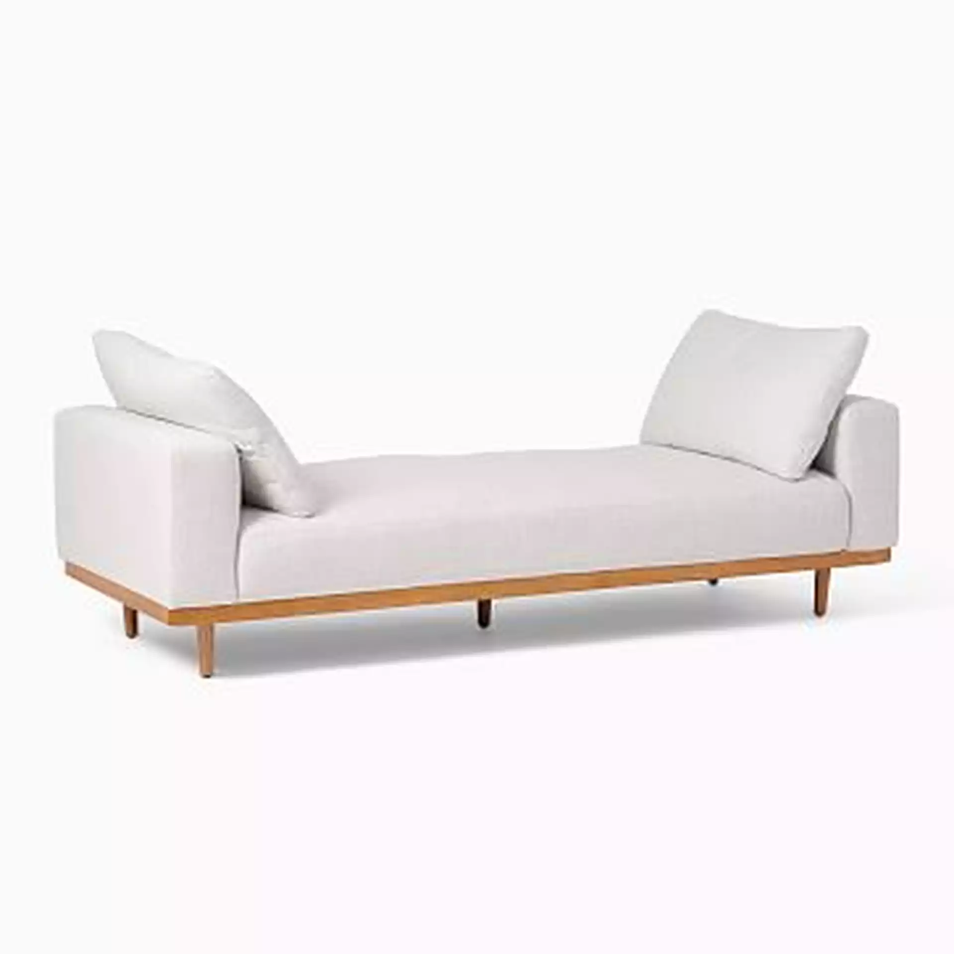 Newport Daybed, Down, Yarn Dyed Linen Weave, Alabaster, Pecan