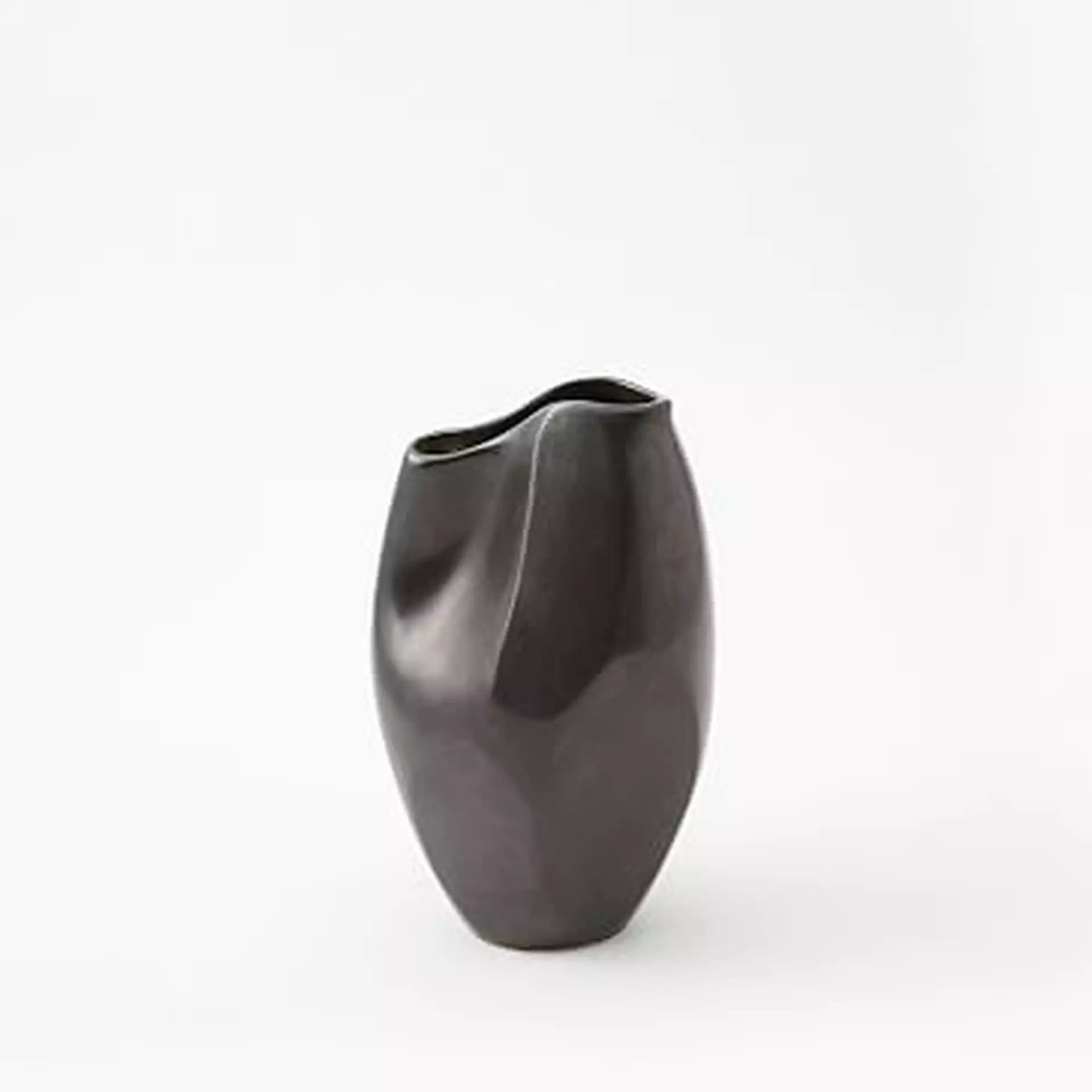 Pinched Vase, Matte Black, 10"
