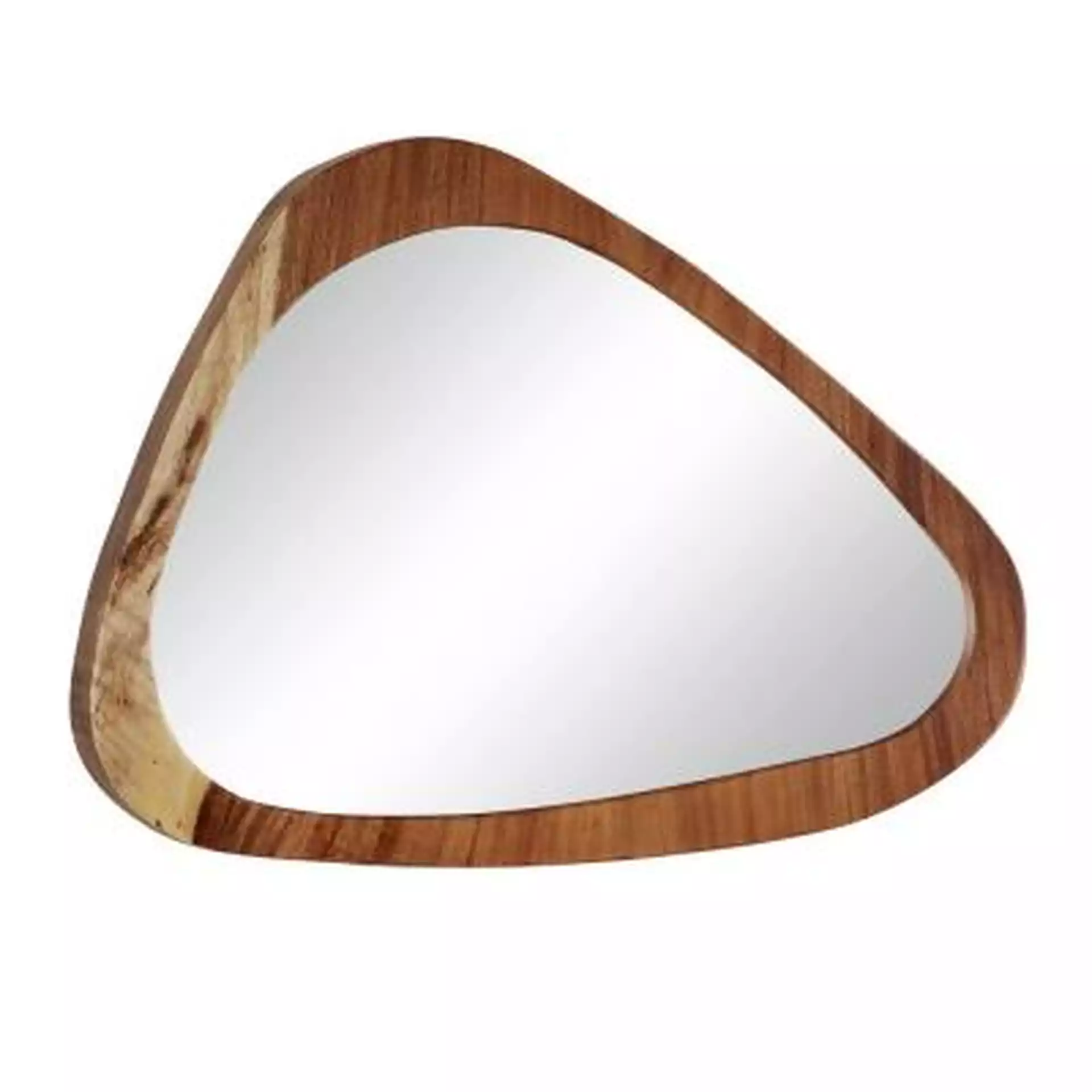 UMA ENTERPRISES Large Ellipse Teak Wood Wall Mirror, 33" x 24"