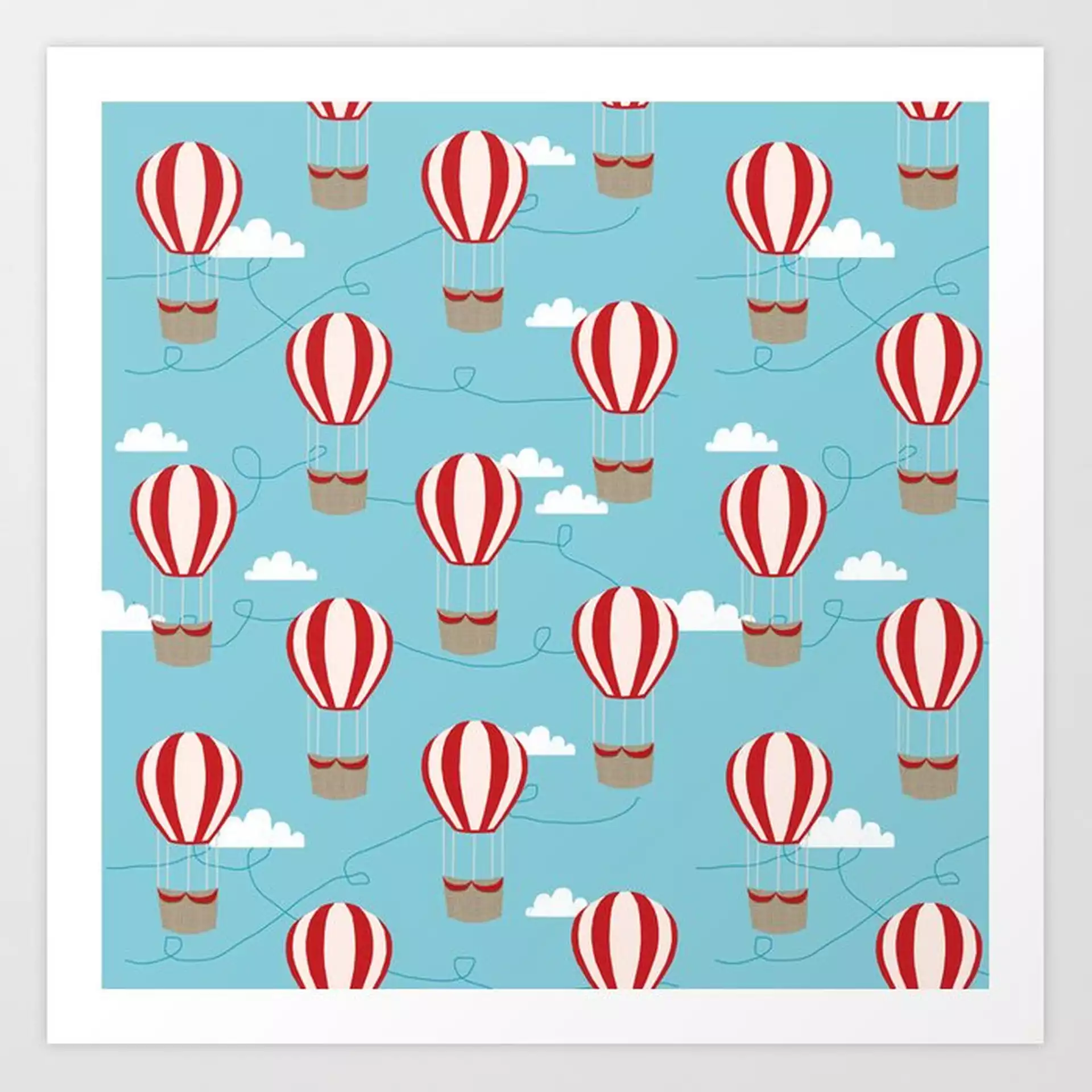 Hot Air Balloon Pattern Cute Decor For Boys Or Girls Room Art Print by Charlottewinter - X-Small