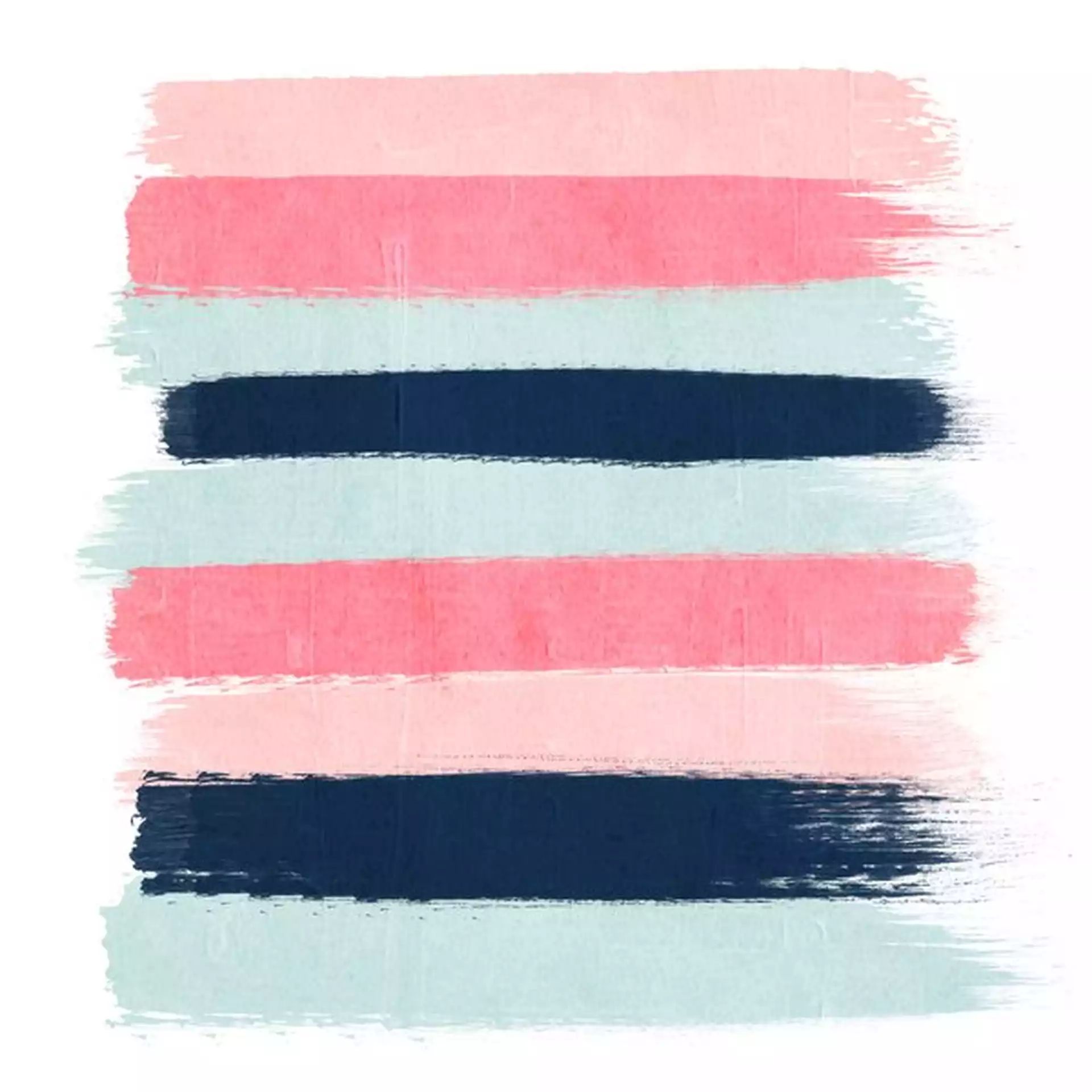 Striped Painted Coral Mint Navy Pink Pattern Stripes Minimalist Art Print by Charlottewinter - X-Small