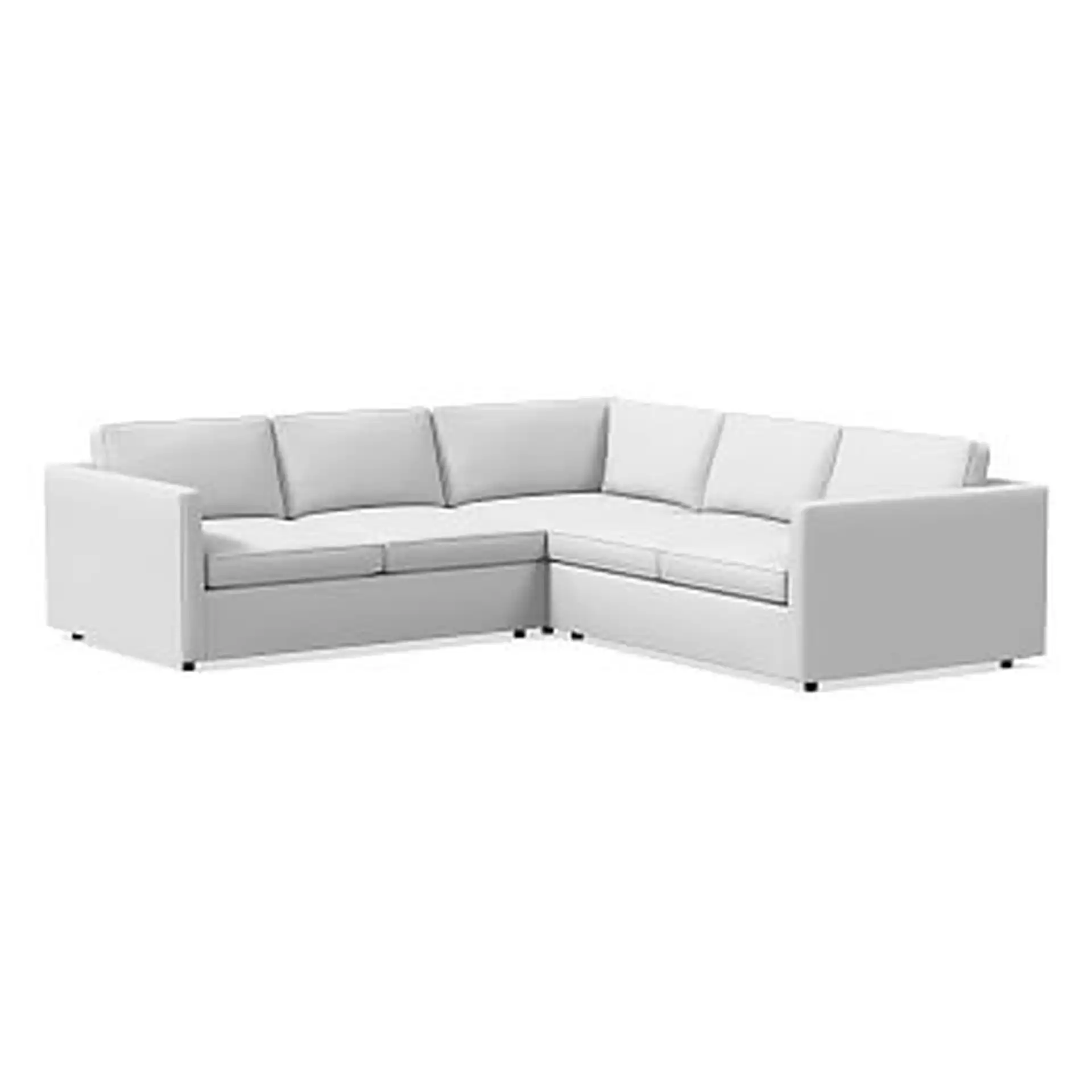 Harris Sectional Set 28: XL LA 65" Sofa, XL Corner, XL RA 65" Sofa, Poly, Performance Washed Canvas, White, Concealed Supports