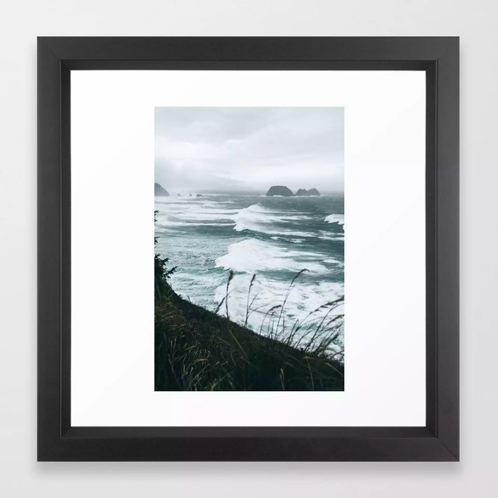 Oregon Coast Xiv Framed Art Print by Hannah Kemp - Vector Black - X-Small-12x12