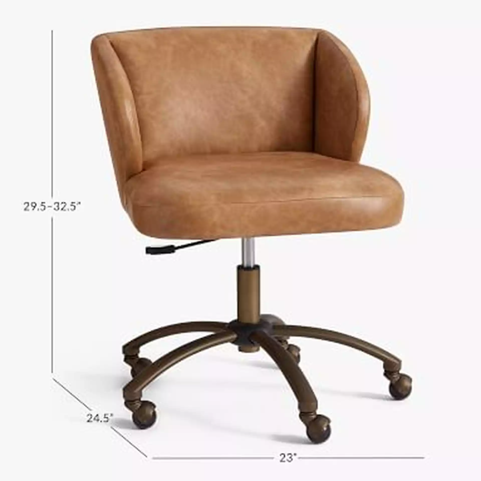 Vegan Leather Caramel Wingback Swivel Desk Chair