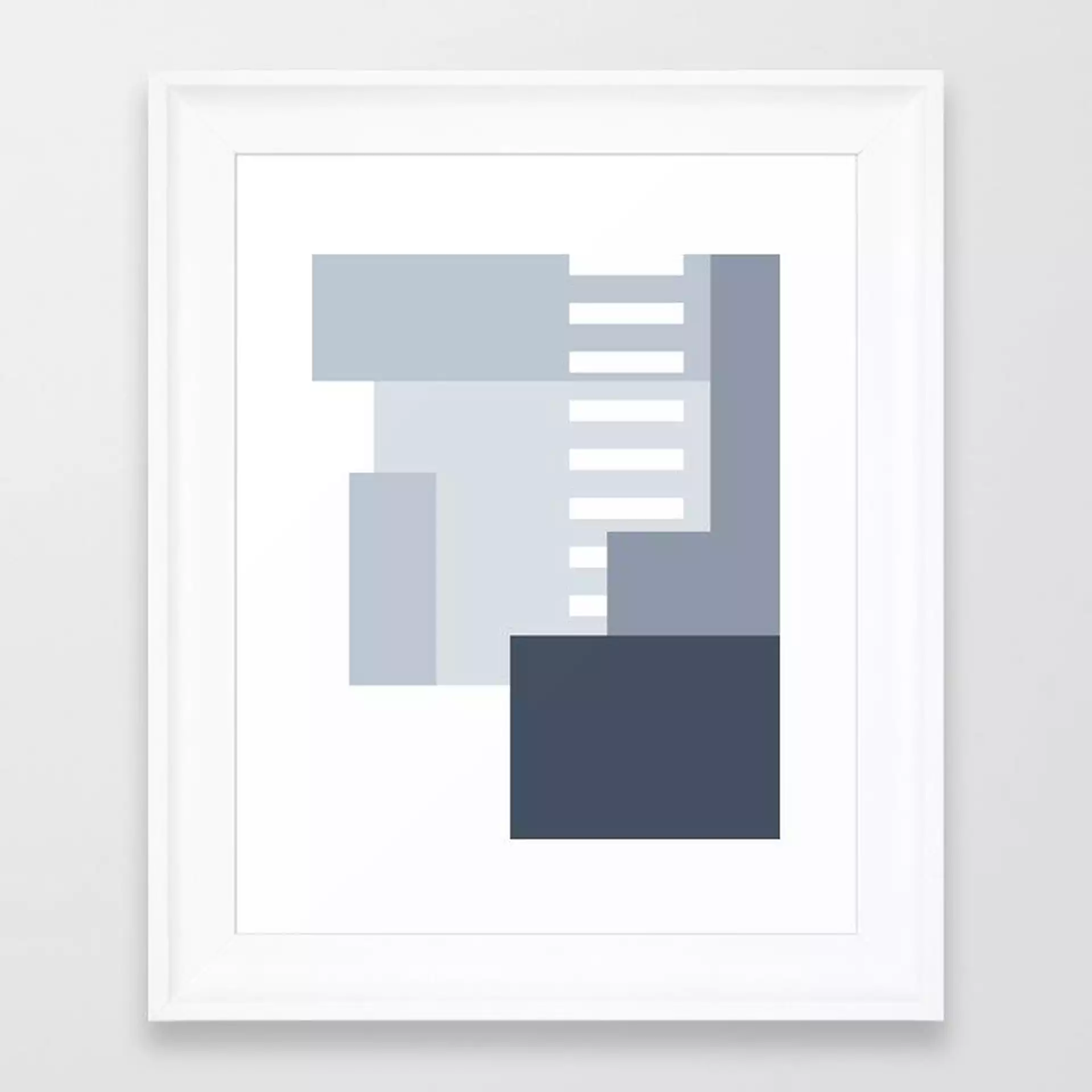 Carson Abstract Geometric Print In Blue Framed Art Print by Becky Bailey - Scoop White - X-Small-10x12