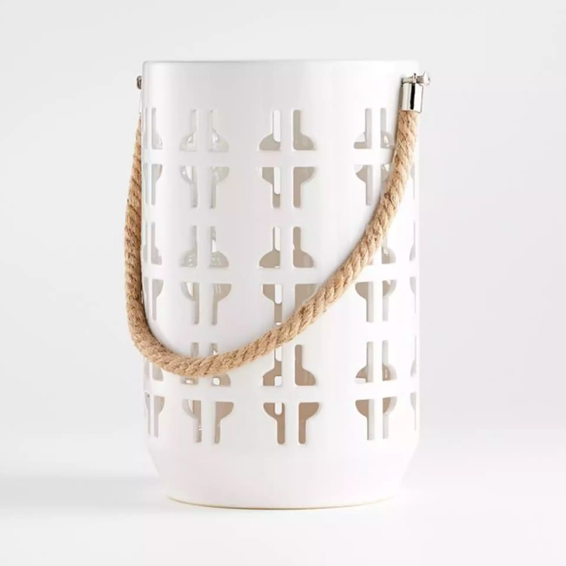 Calas Ceramic Lantern, White, Medium