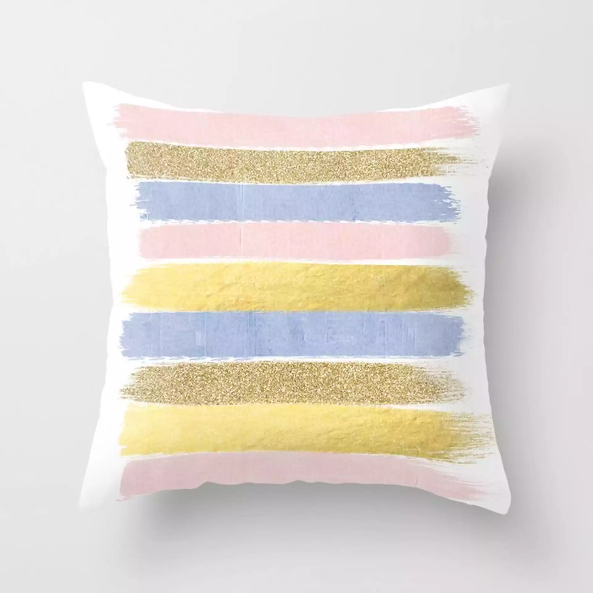 Pantone Gold Glitter Modern Minimal Brushstrokes Abstract Art Trendy Palette Girly Pastel Gifts Couch Throw Pillow by Charlottewinter - Cover (16" x 16") with pillow insert - Indoor Pillow
