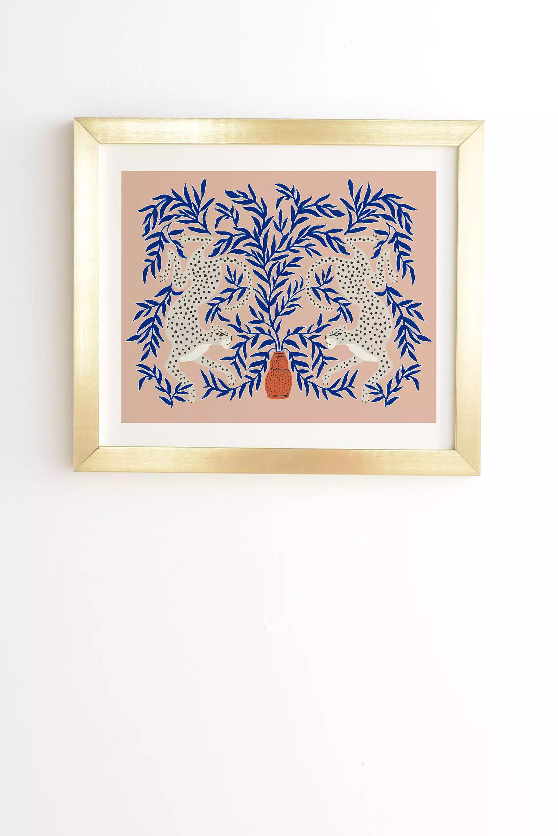 Leopard Vase by Megan Galante - Framed Wall Art Basic Gold 11" x 13"
