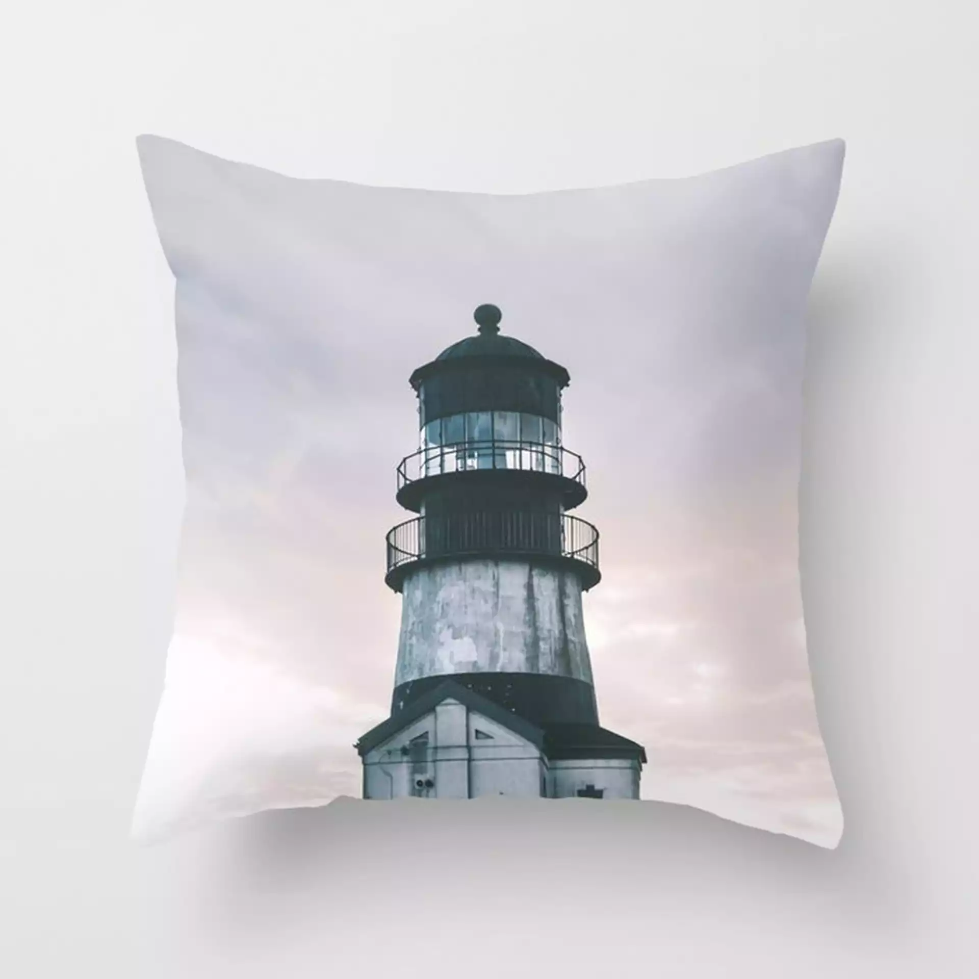 Washington Lighthouse Couch Throw Pillow by Hannah Kemp - Cover (18" x 18") with pillow insert - Outdoor Pillow