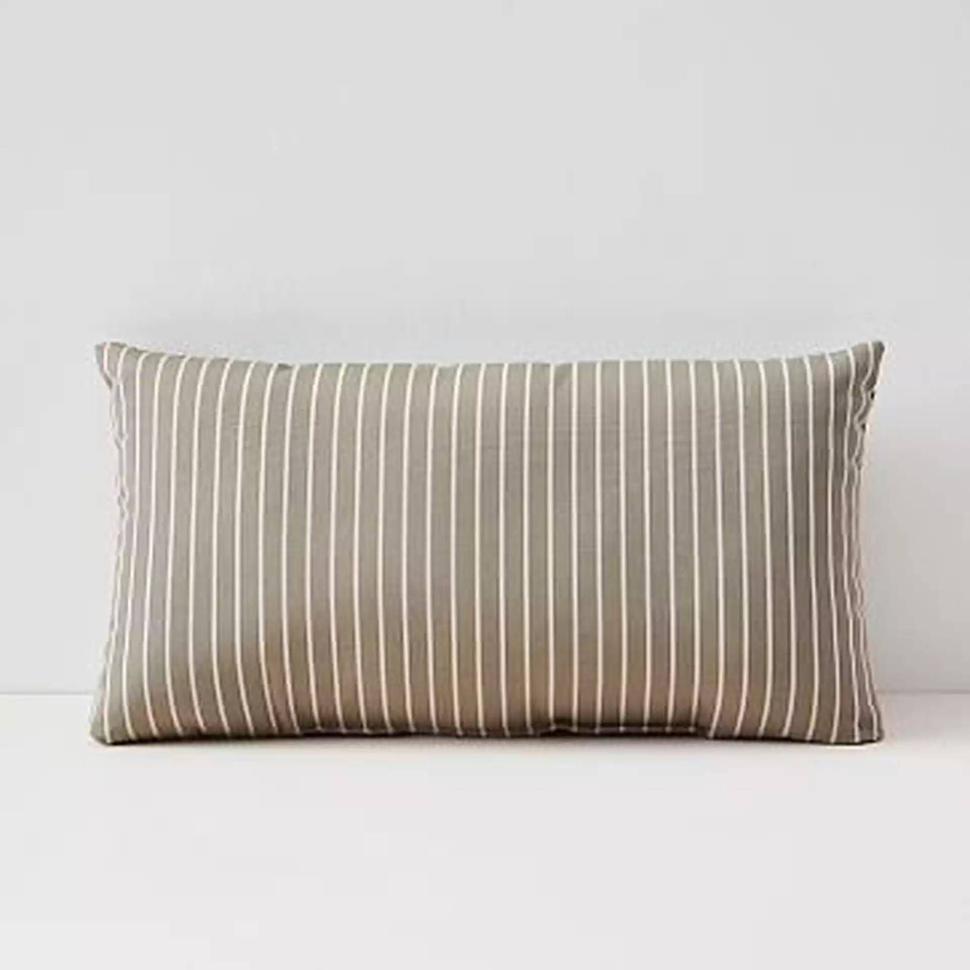 Sunbrella Indoor/Outdoor Striped Lumbar Pillow, Taupe, Set of 2, 12"x21"