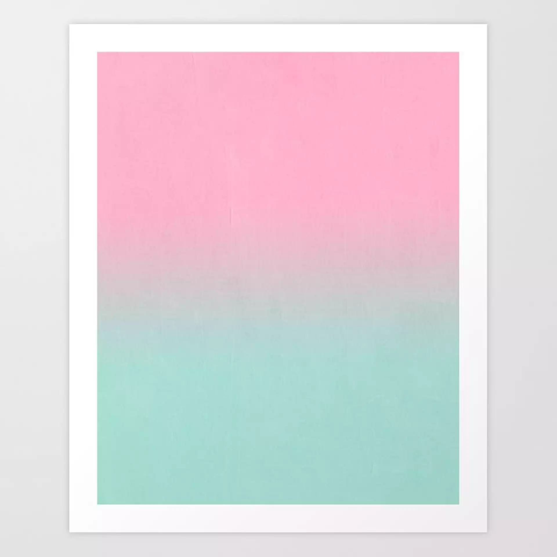 Resti - Abstract Minimal Painting Pastel Pink Mint Ombre Fade Trendy Decor Colorways Art Print by Charlottewinter - X-Small