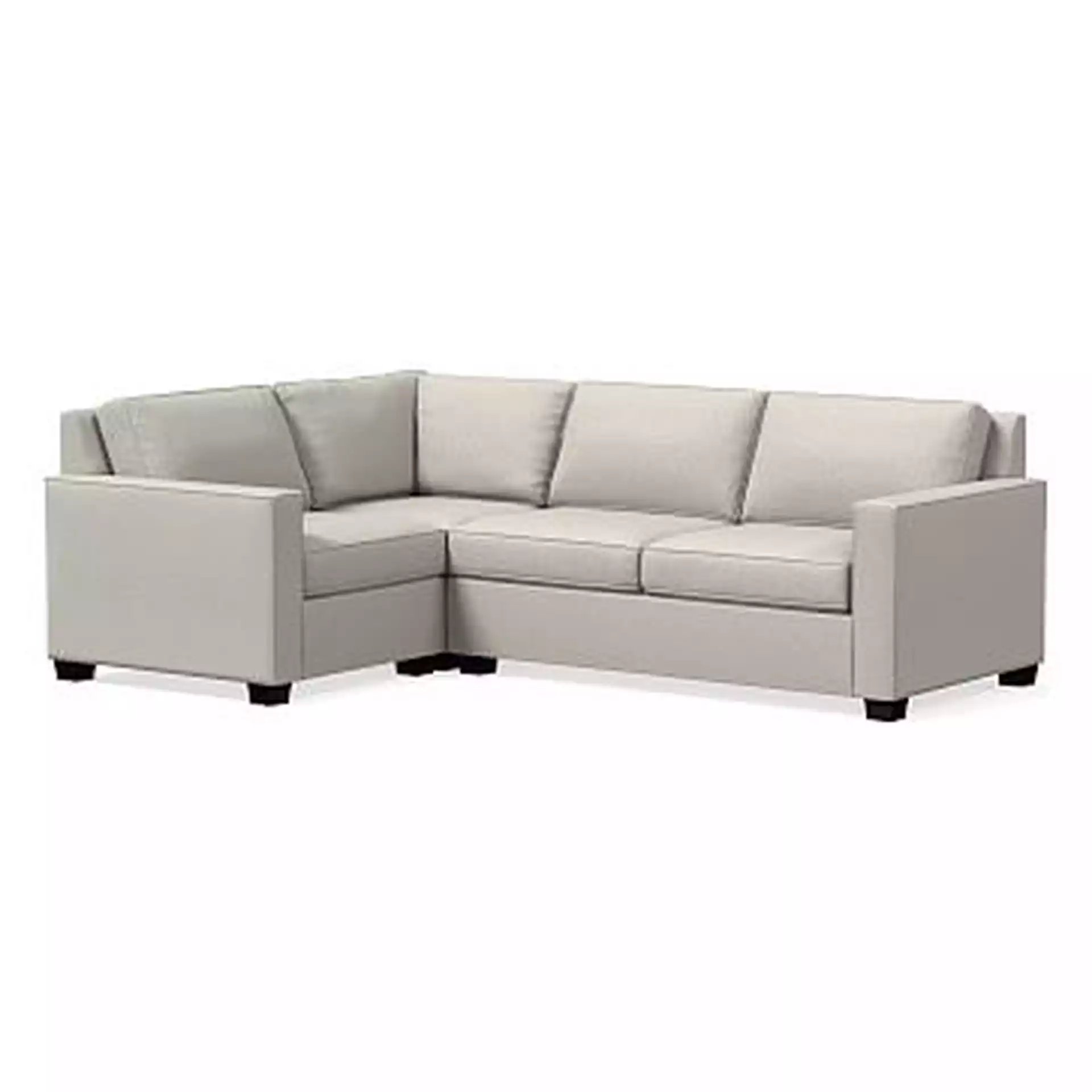 Henry Sectional Set 03: Corner, Right Arm Loveseat, Left Arm Chair, Poly, Performance Twill, Dove, Chocolate